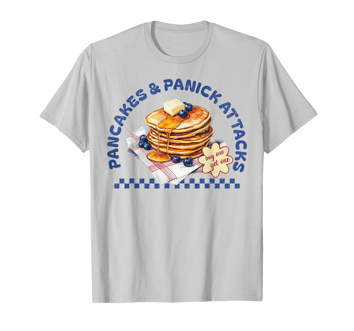 Pancakes and Panic Attacks Funny Retro T-Shirt