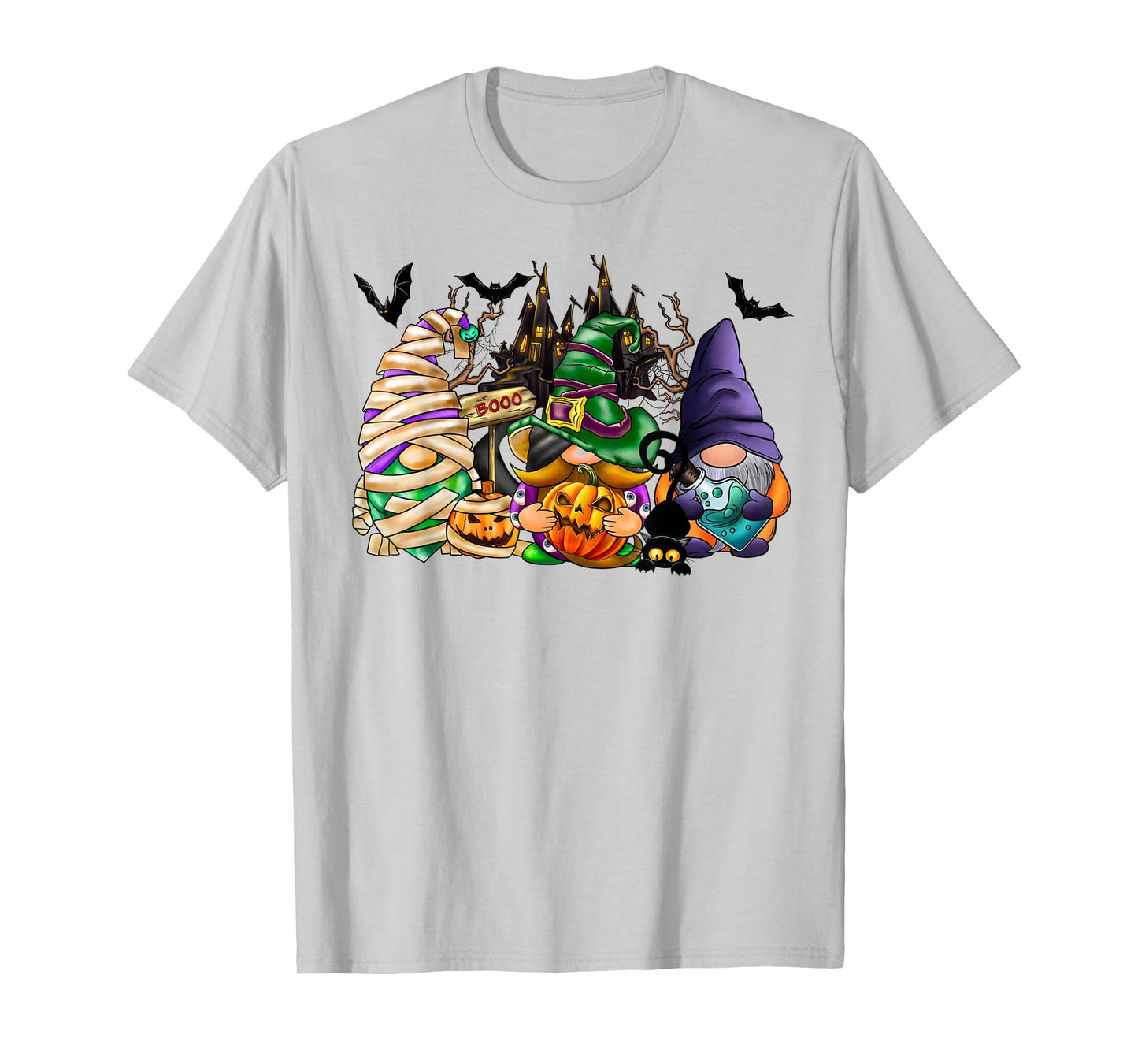 Funny Halloween Gnomes with Pumpkin and Witch Hat Art T-Shirt
