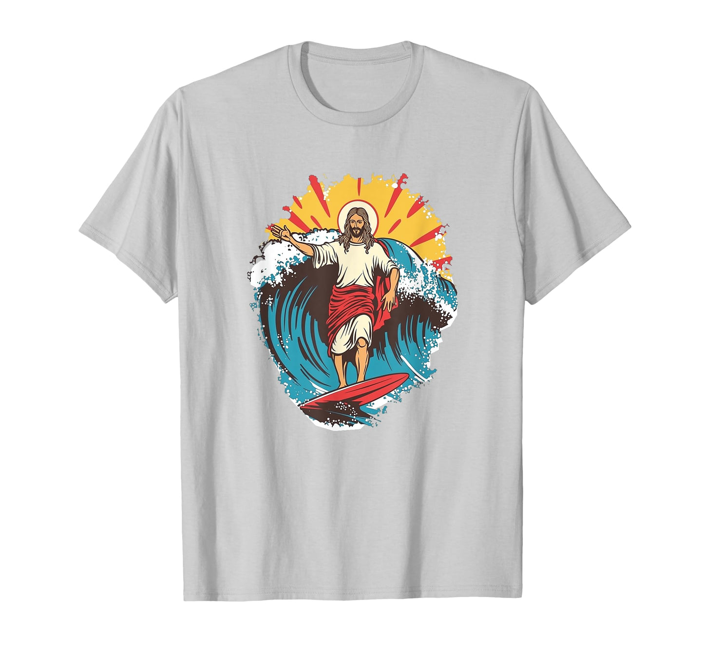 Jesus Surfing Beach Jesus Funny Christian Meme Surf Humor T-Shirt