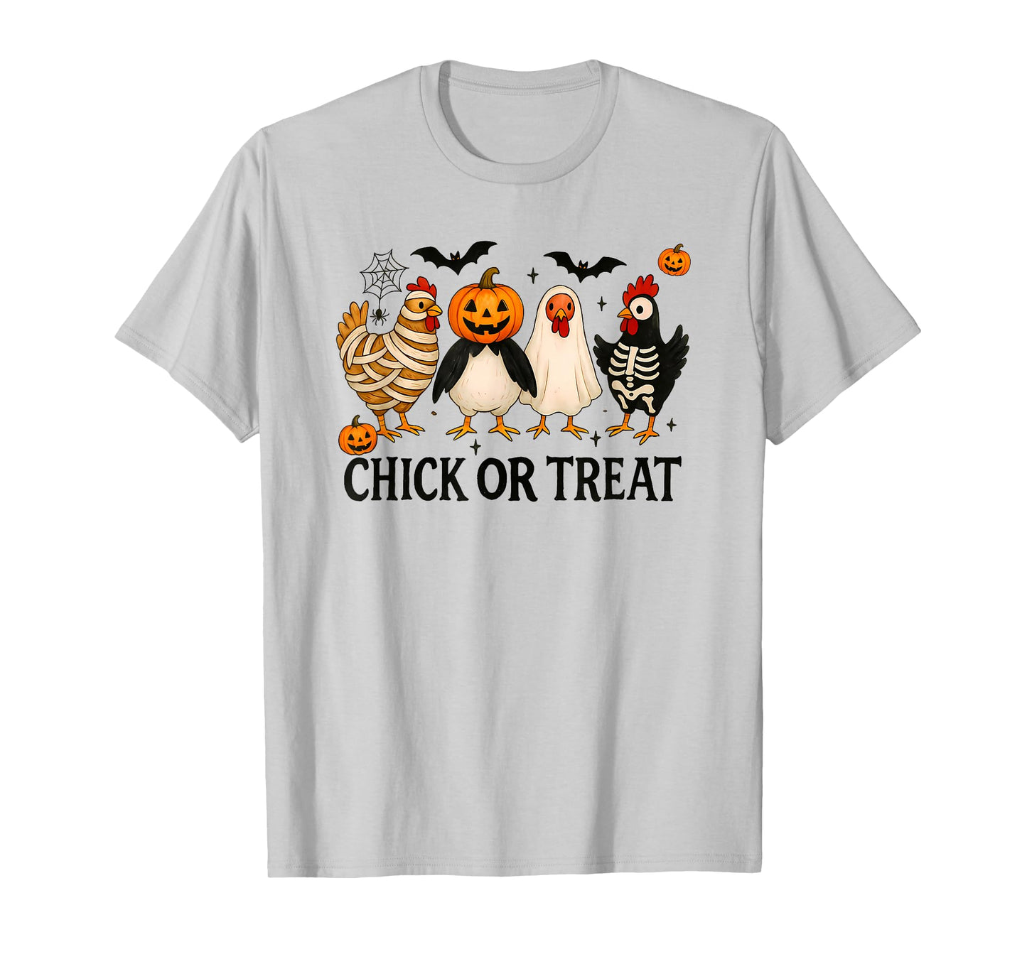 Chick Or Treat Funny Halloween Chicken Lover Witch Pumpkin T-Shirt