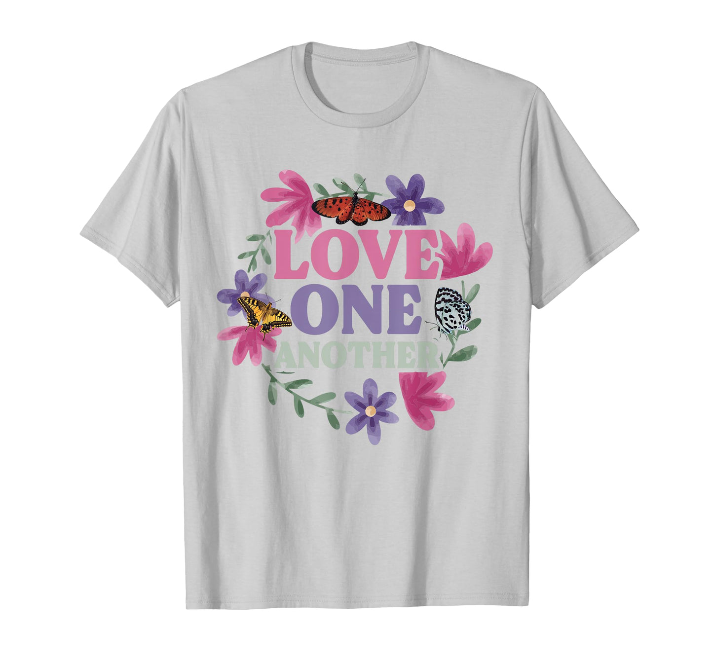 Love One Another - Butterfly Flower Religious Christian T-Shirt