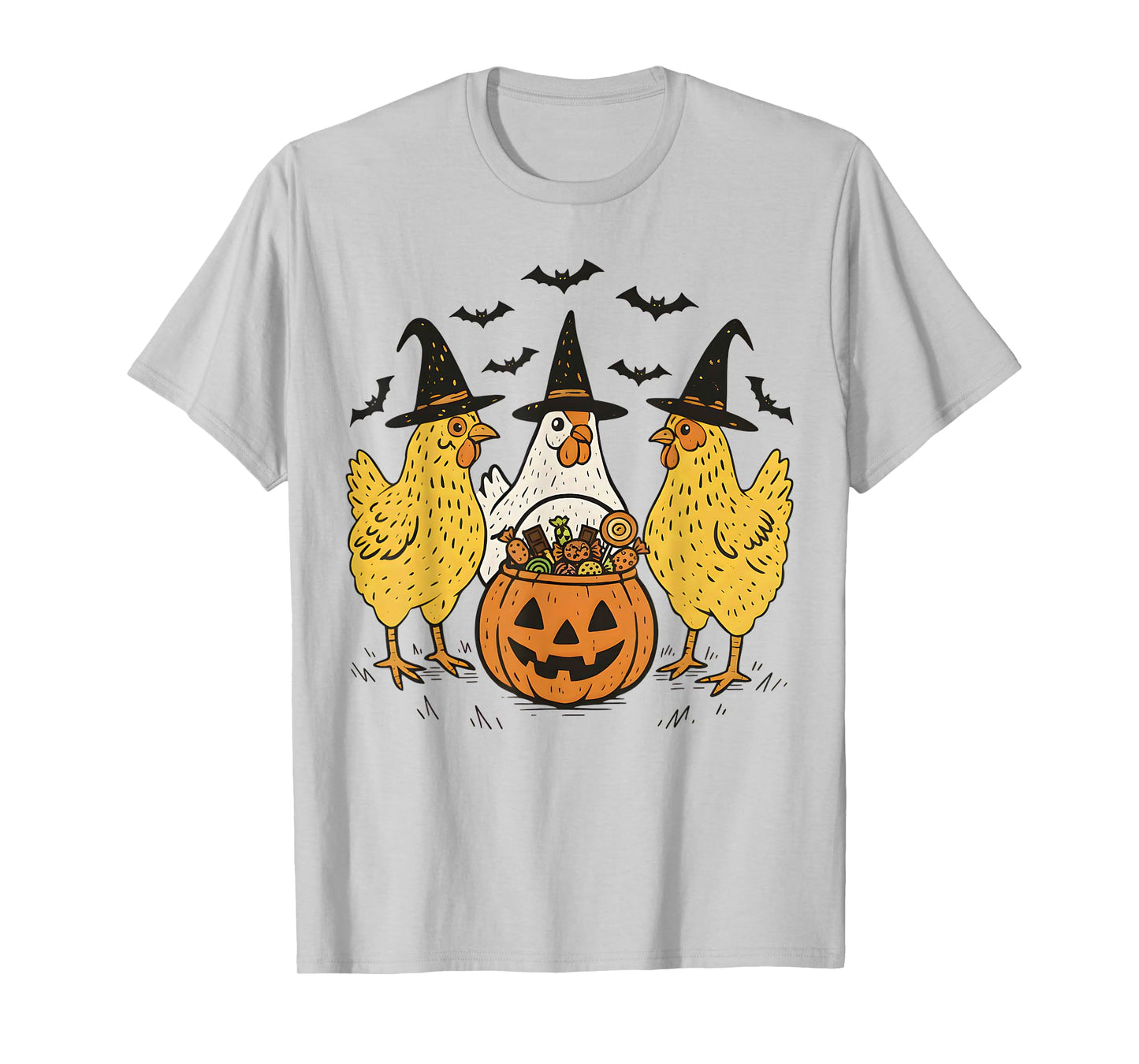Chicken Halloween Pumpkin Spooky Season Funny Chickens Witch T-Shirt