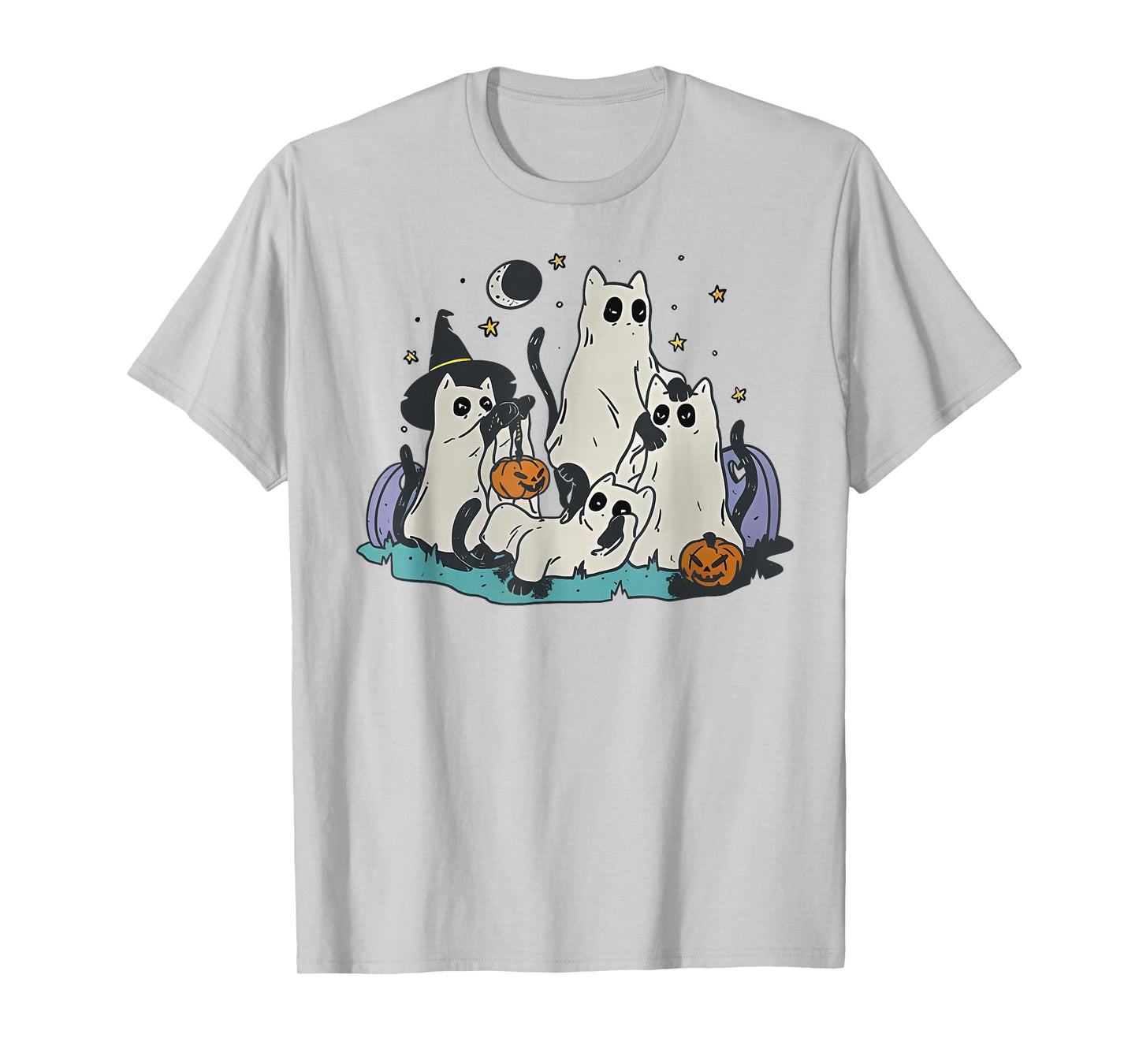 Cute Witch Ghost Cats Pumpkins Halloween Spooky Boys Girls T-Shirt