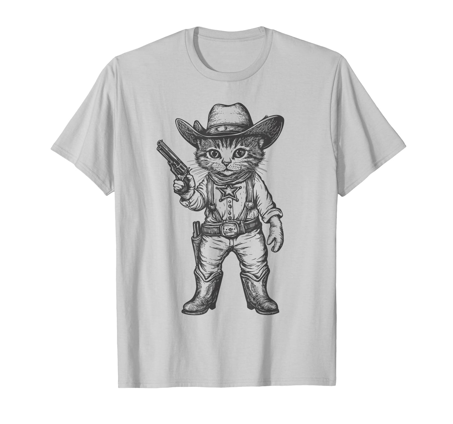 Cat Cowboy Hat Funny Western Kitten Cute Cat Lover Vintage T-Shirt
