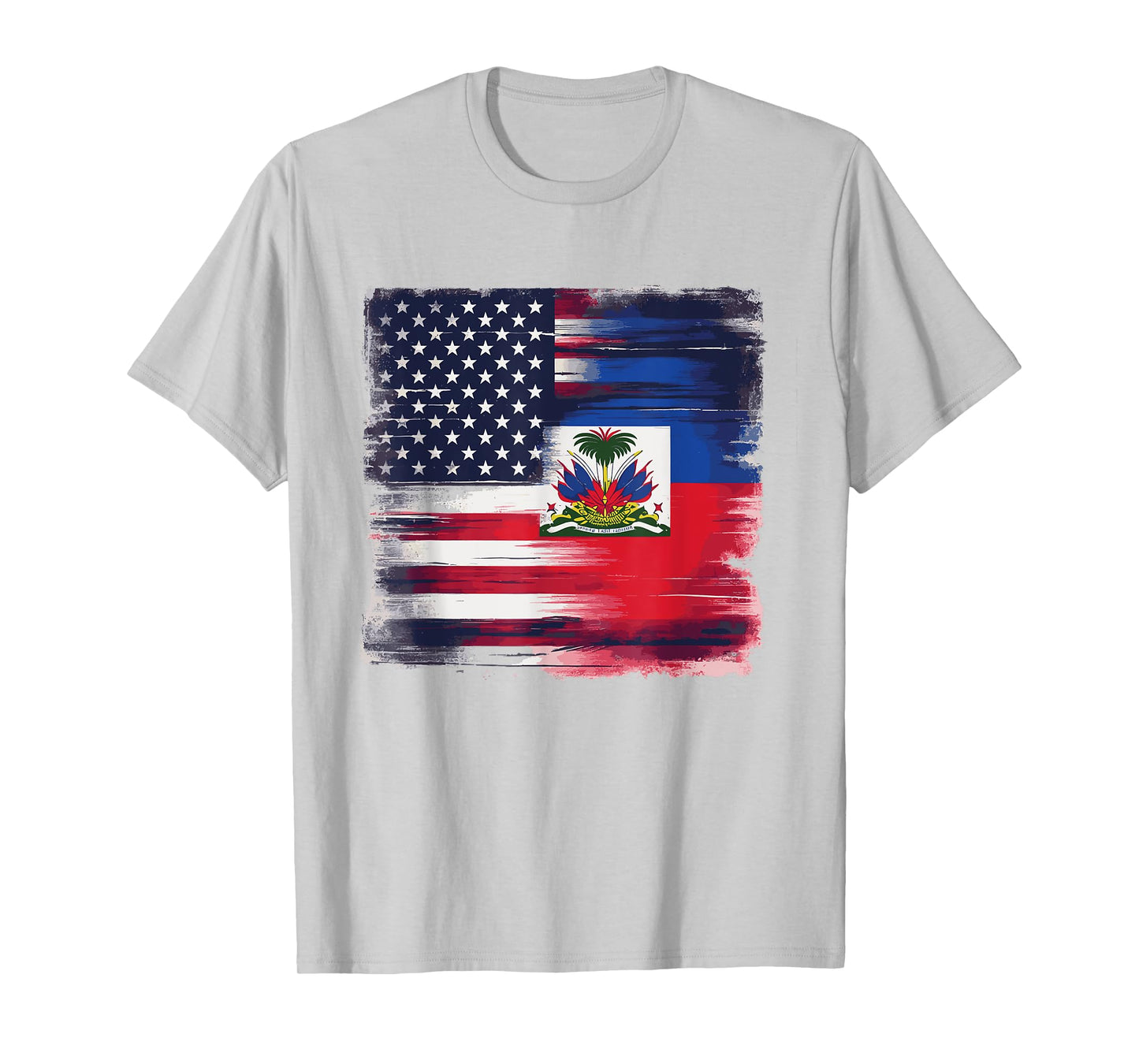 Vintage Half American Half Haitian Flag Family Heritage T-Shirt