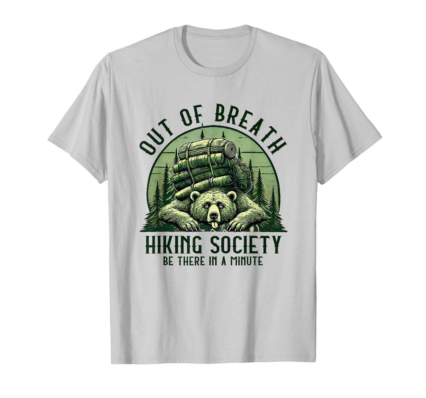 Out of Breath Hiking Society Funny Bear Outdoorsy Vintage T-Shirt