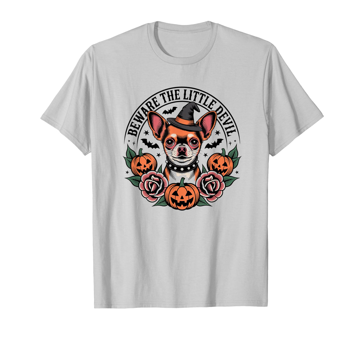 Chihuahua Witch Costume Funny Small Breed Beware Sign T-Shirt
