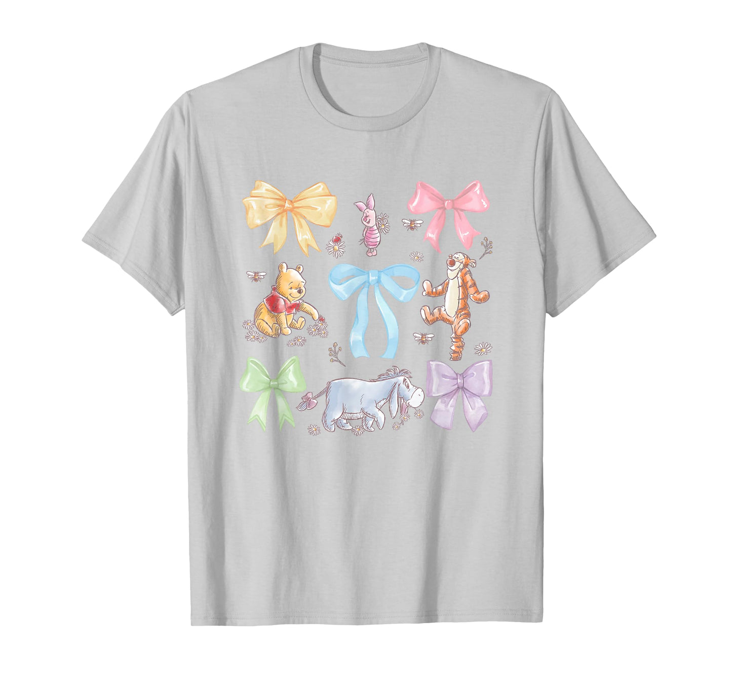 Disney Winnie the Pooh Cute Group Shot Sketch Chest Logo T-Shirt