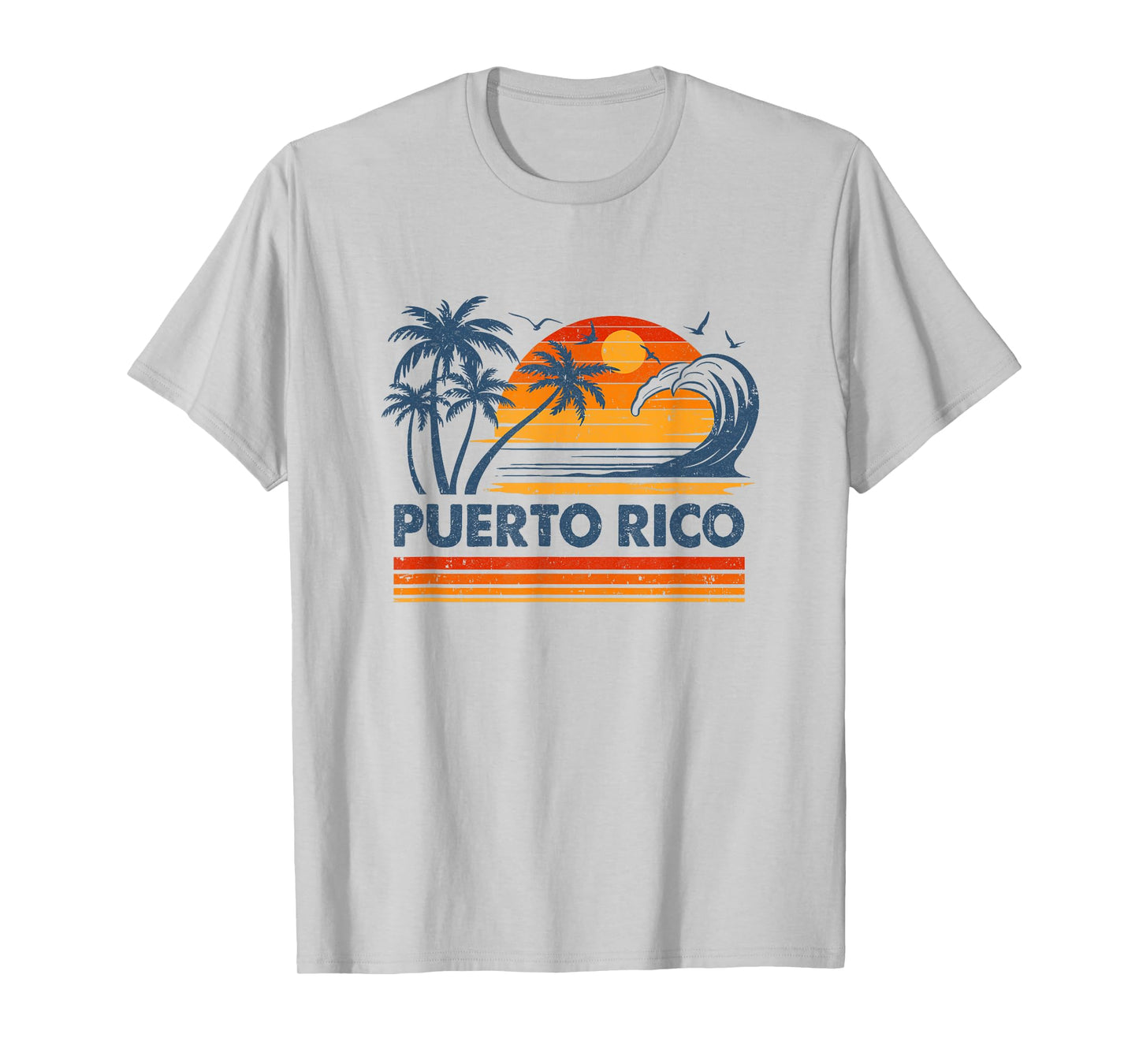 Puerto Rico Vacation Sunset Cute 70S Vintage Retro Beach T-Shirt