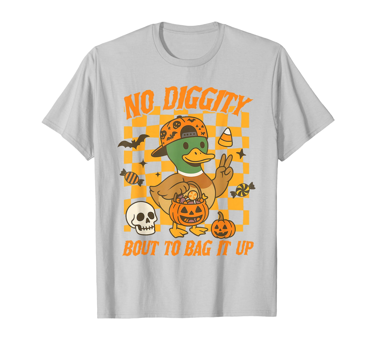 Halloween Mallard Duck Spooky No Diggity Bout to Bag Its Up T-Shirt