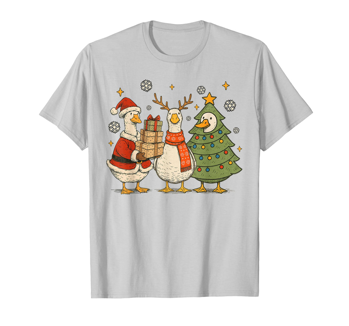 Christmas Goose Xmas Vibes Funny Silly Goose Reindeer T-Shirt