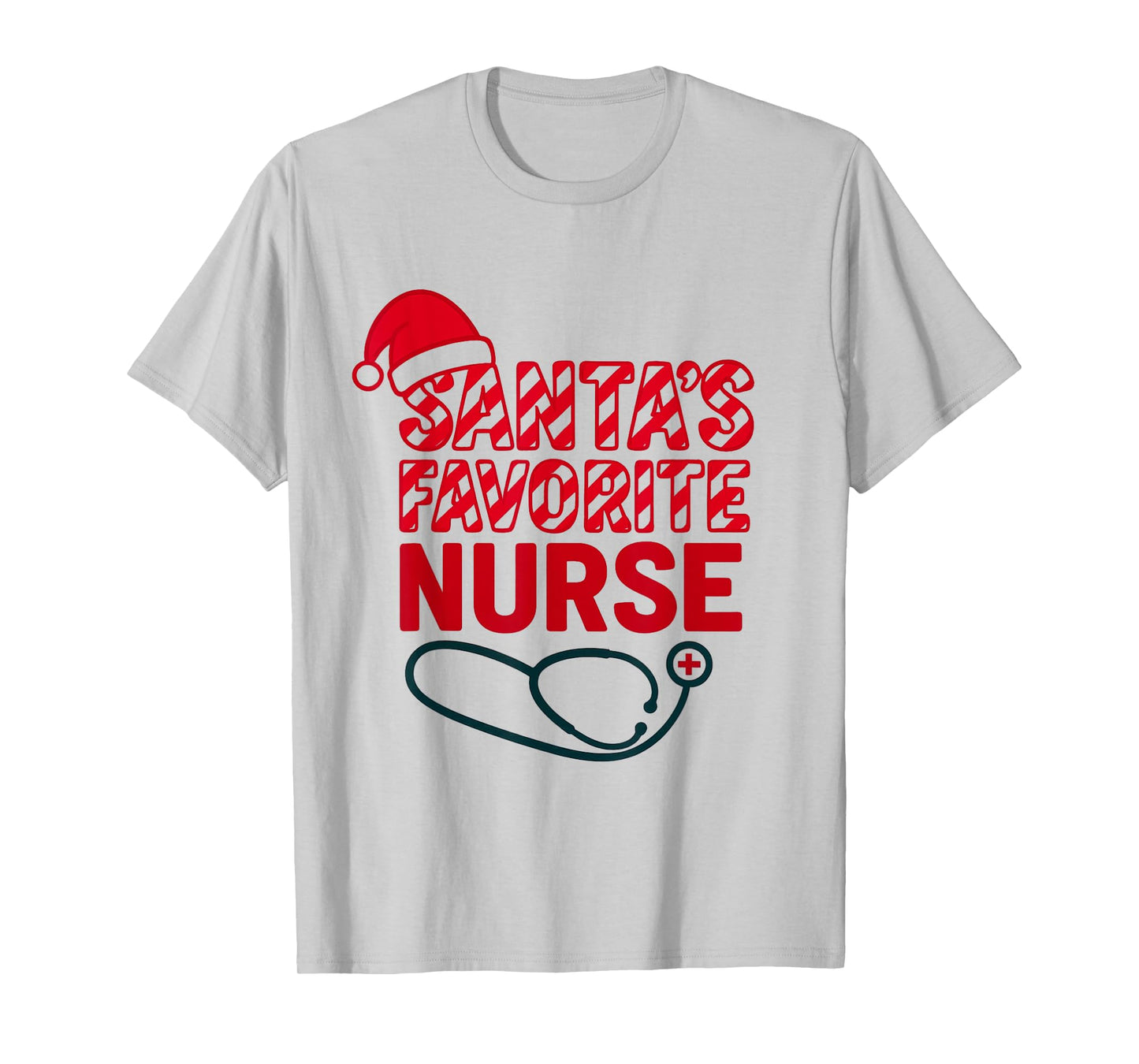 Santa’s Favorite Nurse Christmas Holiday Design T-Shirt