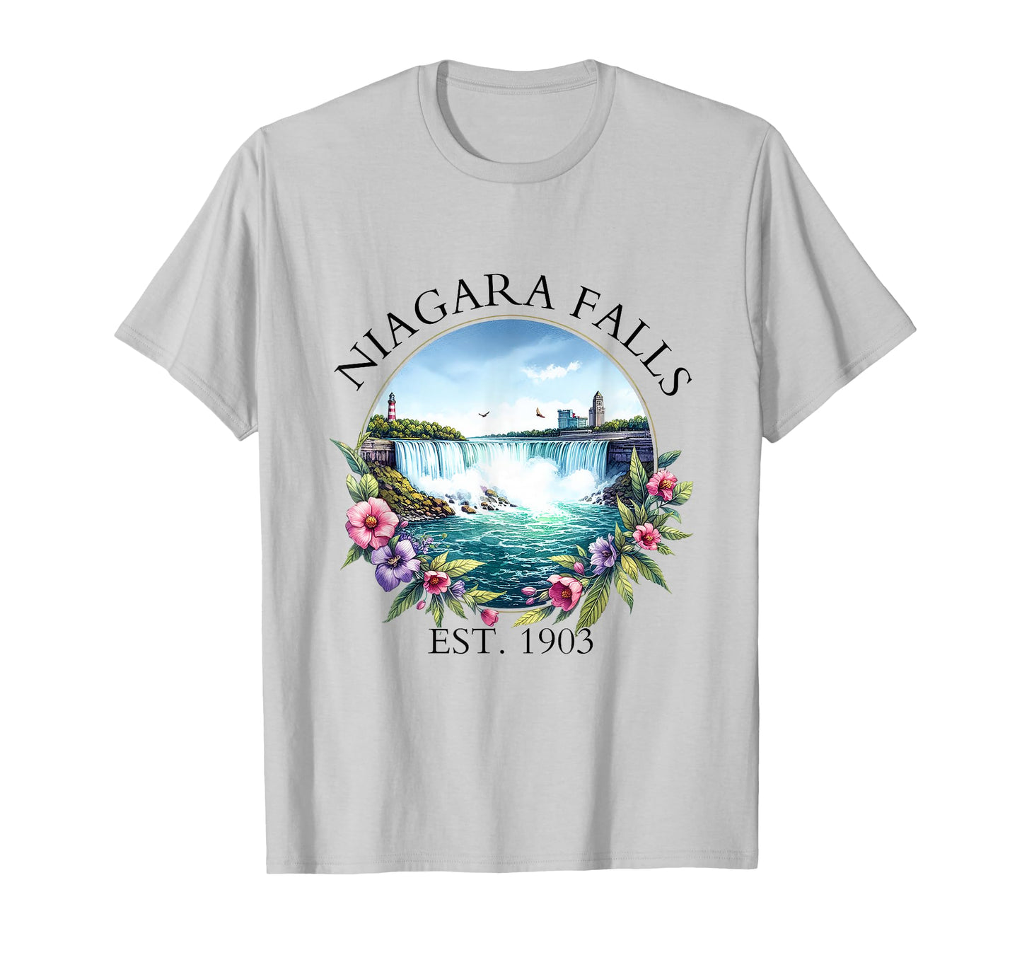 Retro Floral Niagara Falls Trip Outdoor Family Vacation T-Shirt