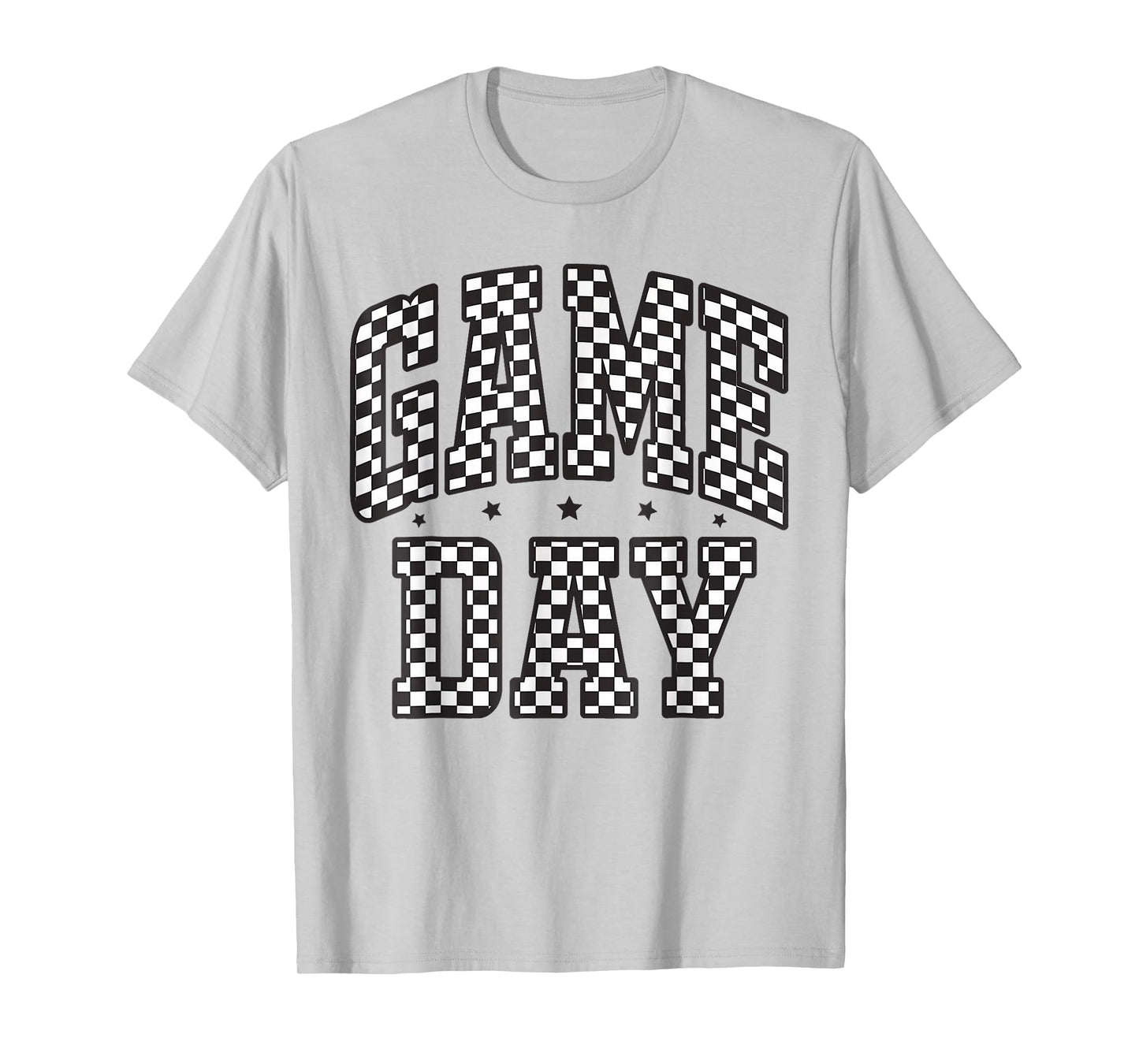 Black White Checkered Game Day Funny Football Men Women Cute T-Shirt