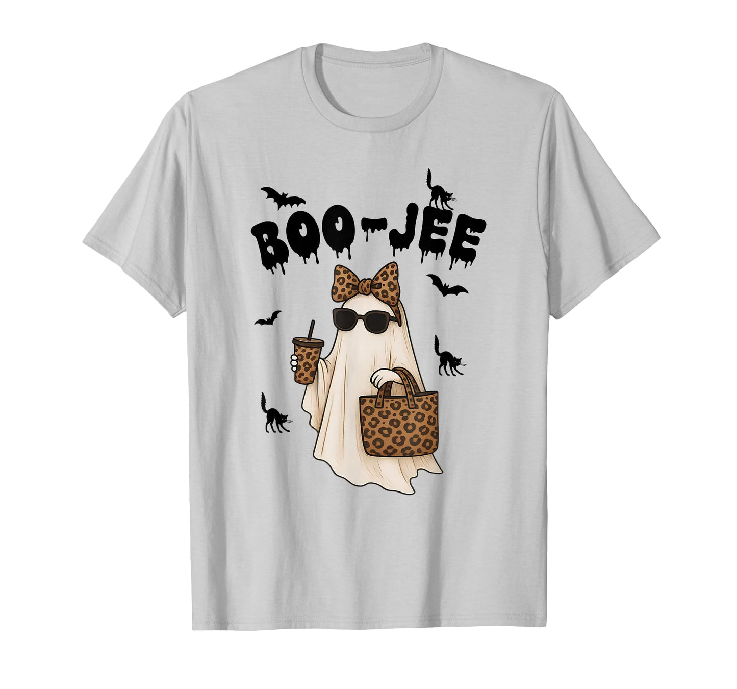 Coquette Leopard Ghost Coffee Boo-JEE Halloween Boujee Ghost T-Shirt