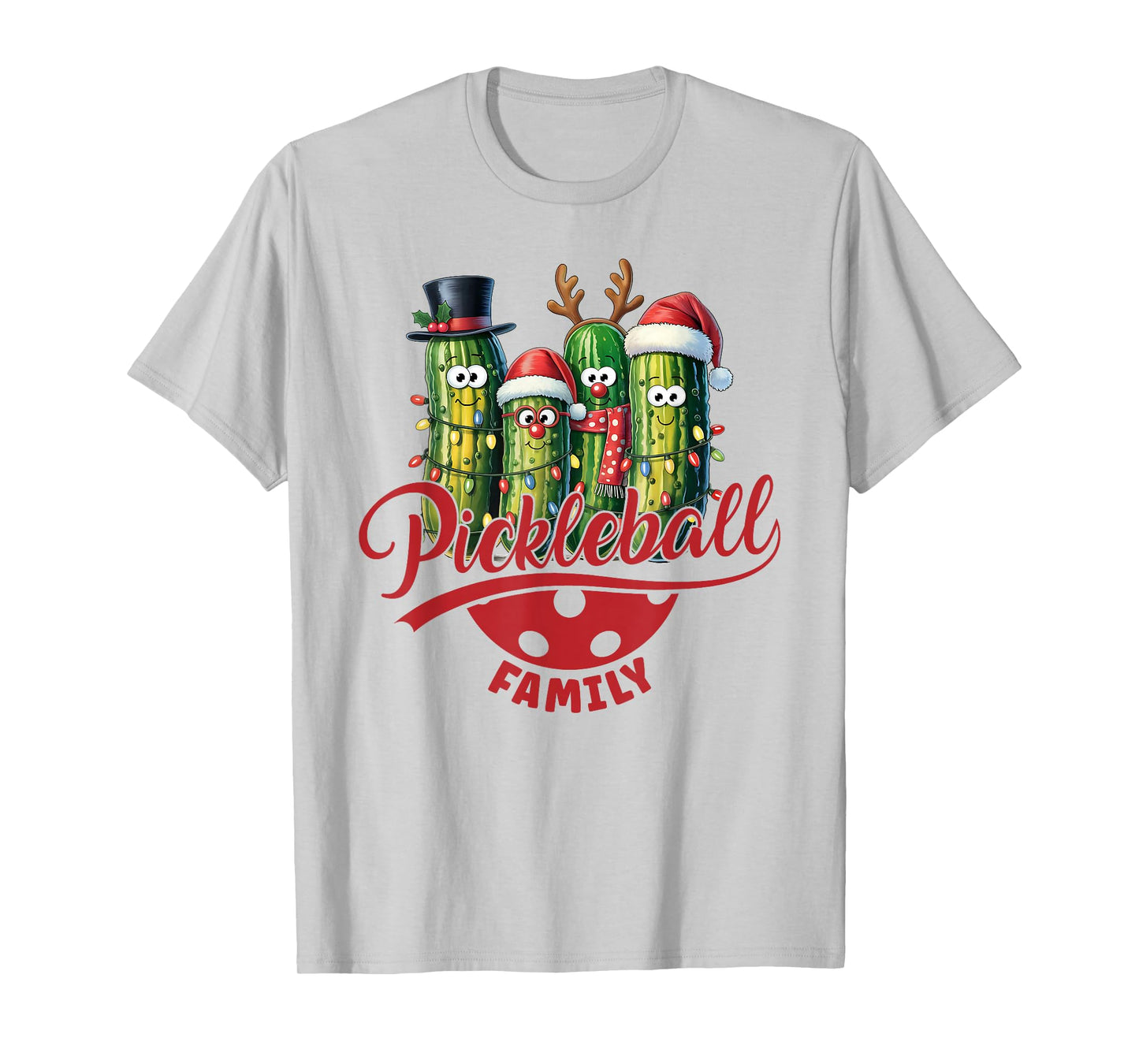 Festive Pickleball Family Matching Christmas Team T-Shirt