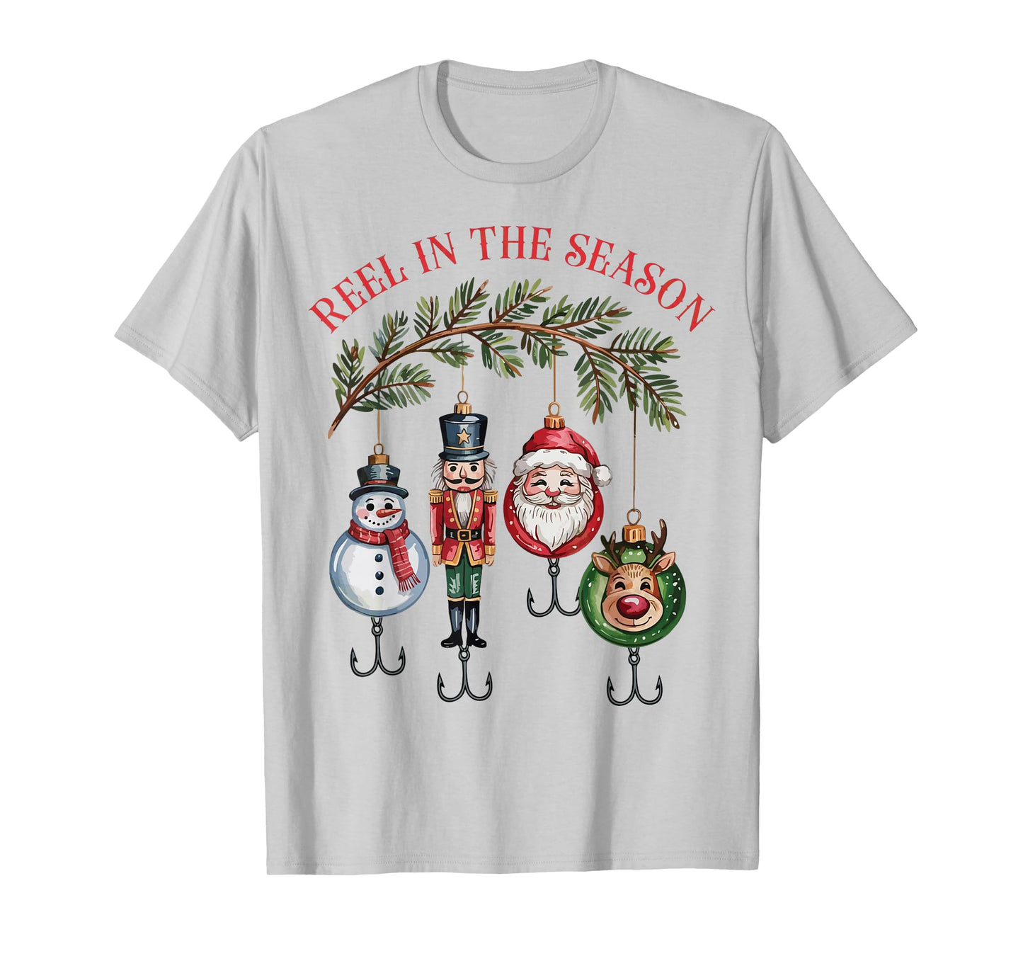 Funny Fisherman Christmas Santa Fishing Reel in The Season T-Shirt