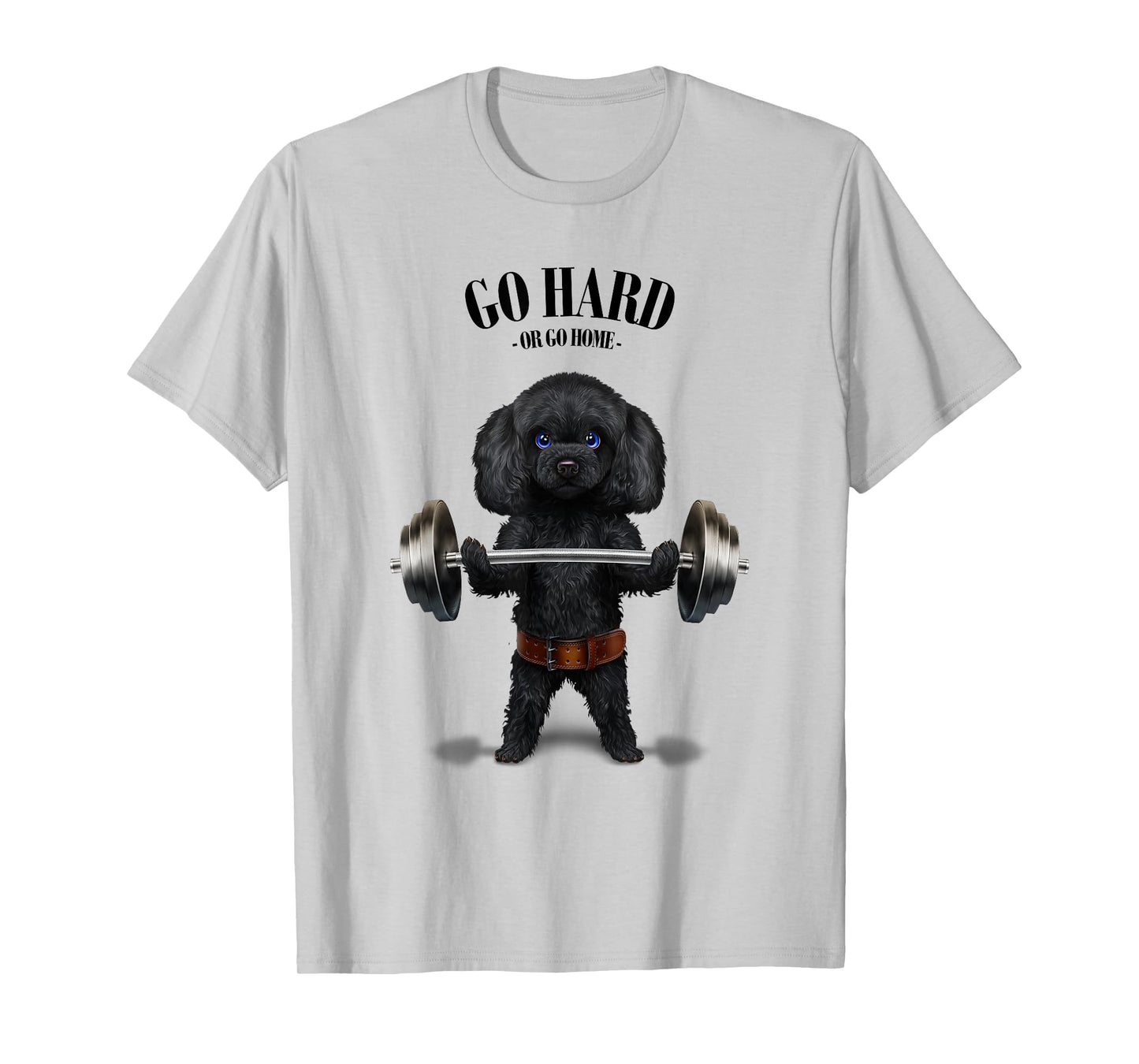 Black Poodle Dog Weightlifting in Fitness Gym Men Women Kids T-Shirt