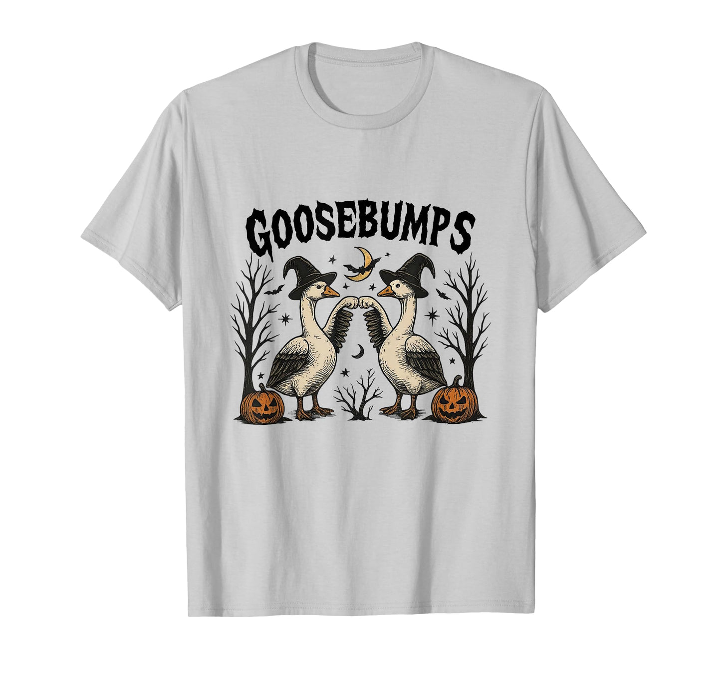 Goosebumps Spooky Halloween Funny Goose Meme Pumpkin & Ghost T-Shirt