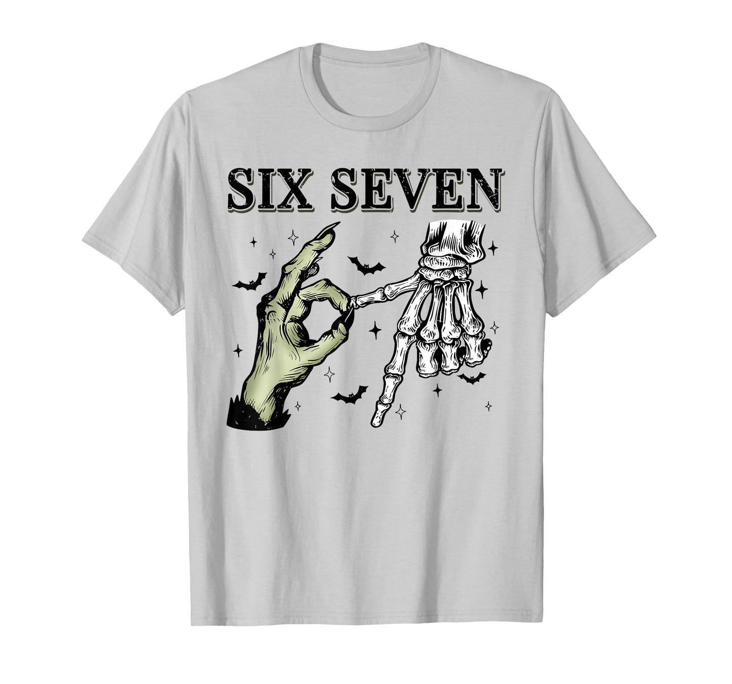 67 Six Seven Witch Skeleton Halloween Meme Funny Design T-Shirt