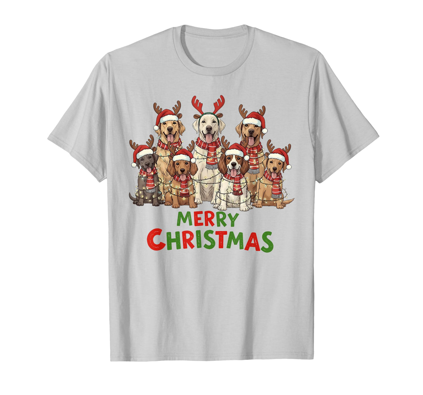 Christmas Dogs Xmas Santa Hat Dog Lover Dog Mom Dog Dad T-Shirt
