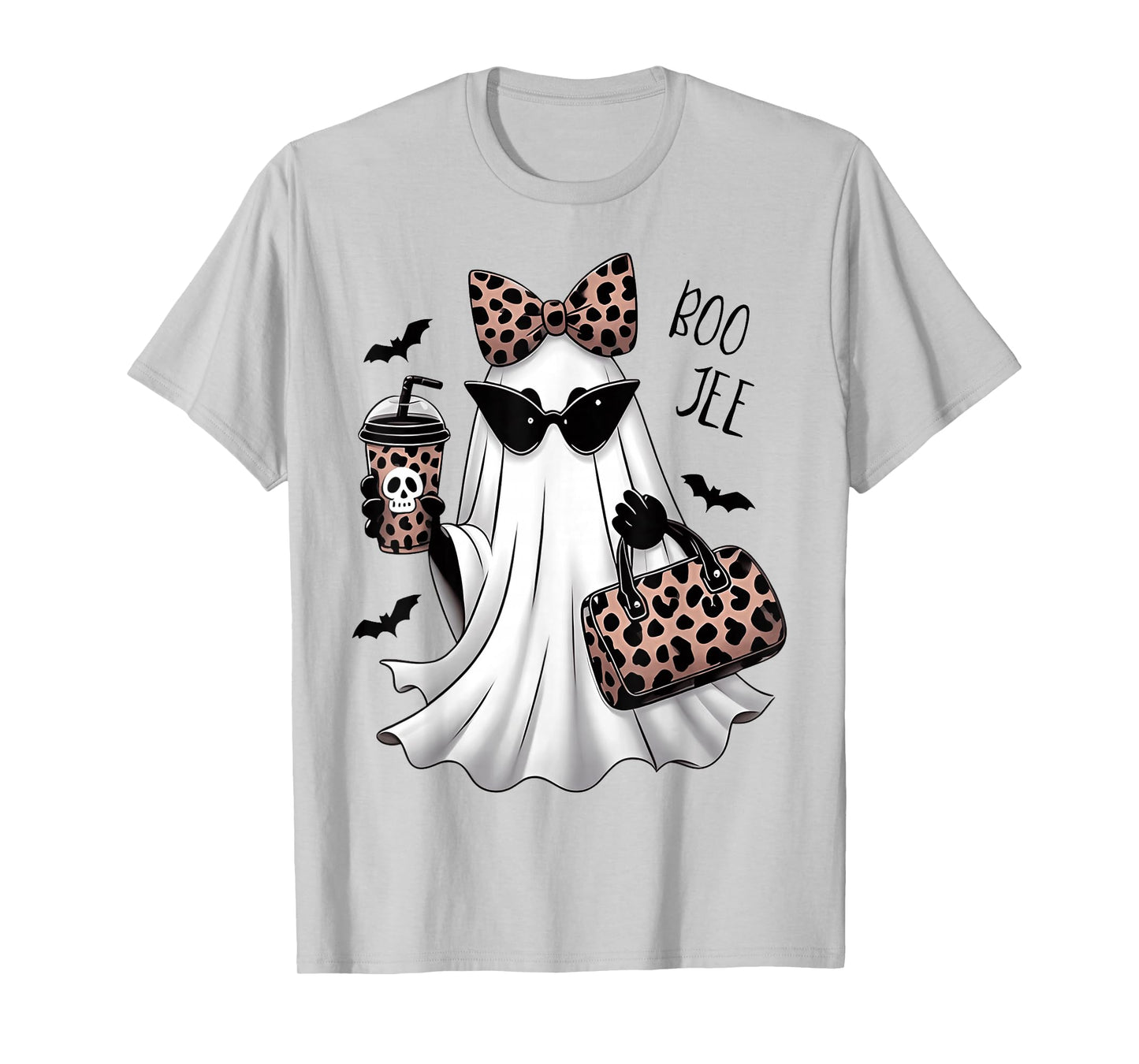 Coquette Leopard Ghost Coffee Boo-JEE Halloween Boujee Ghost T-Shirt