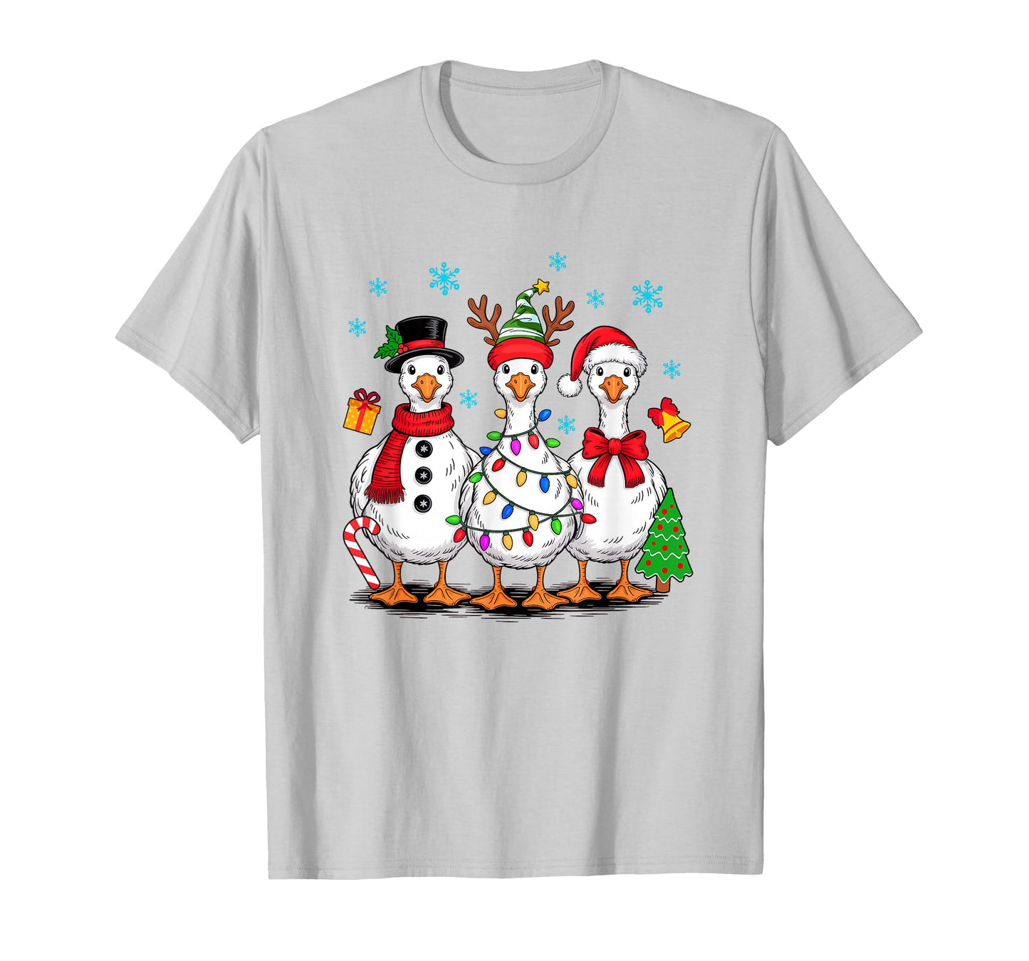 Vintage Christmas Goose Santa Goose Cute Snowman Funny T-Shirt