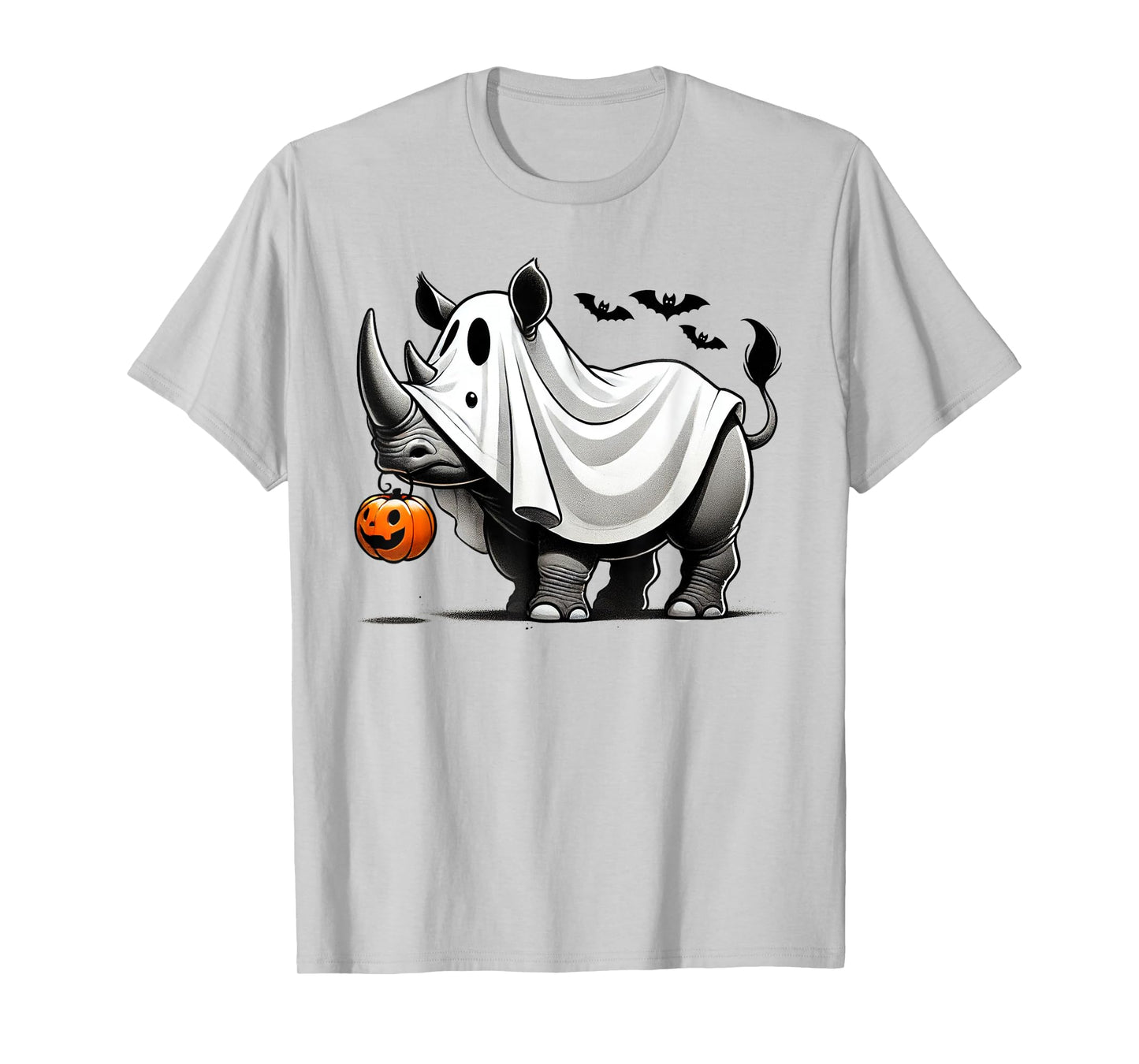 Funny Rhino Ghost Halloween Costume Rhinoceros Jackolantern T-Shirt