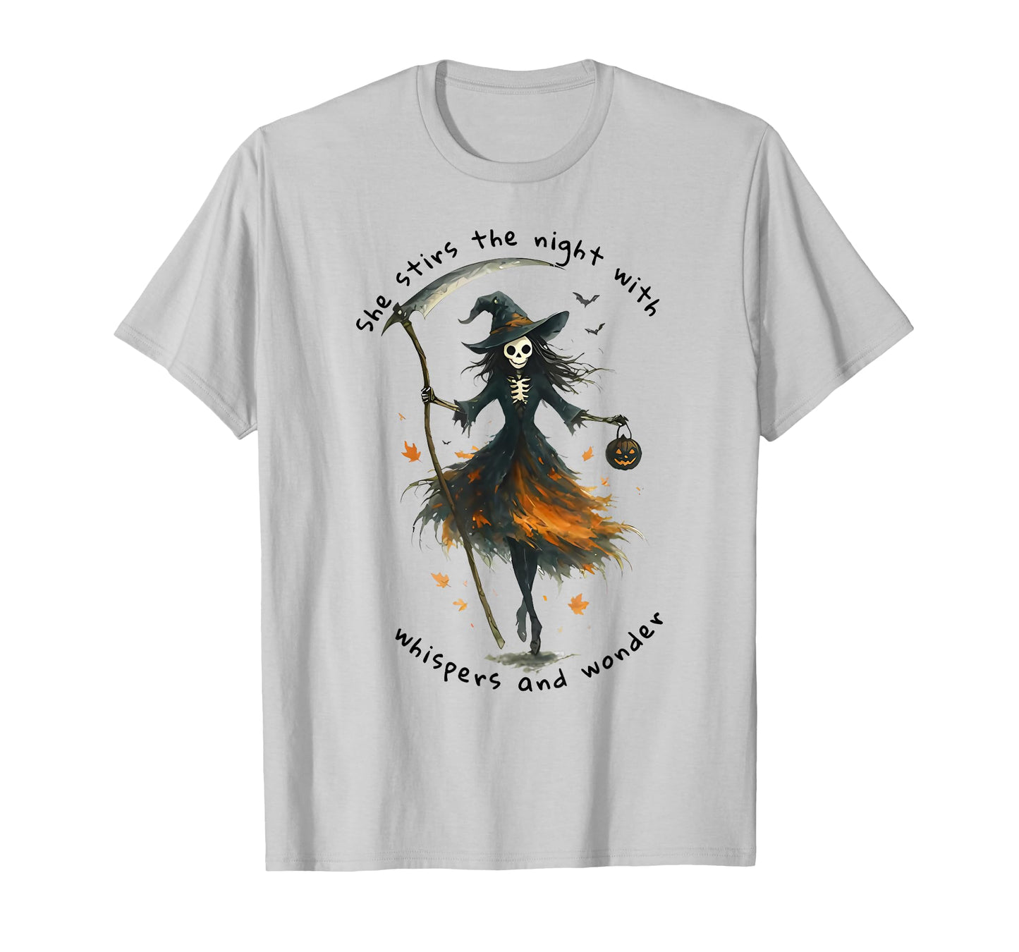 she stirs The Night with Whispers and Wonder Witch Halloween T-Shirt