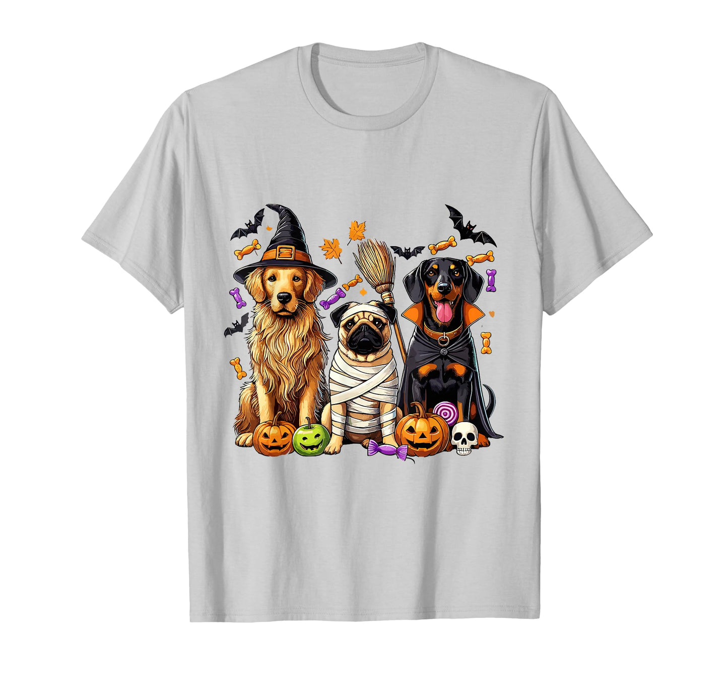 Halloween Dog Funny Spooky Pug Golden Retriever Doberman Tee T-Shirt