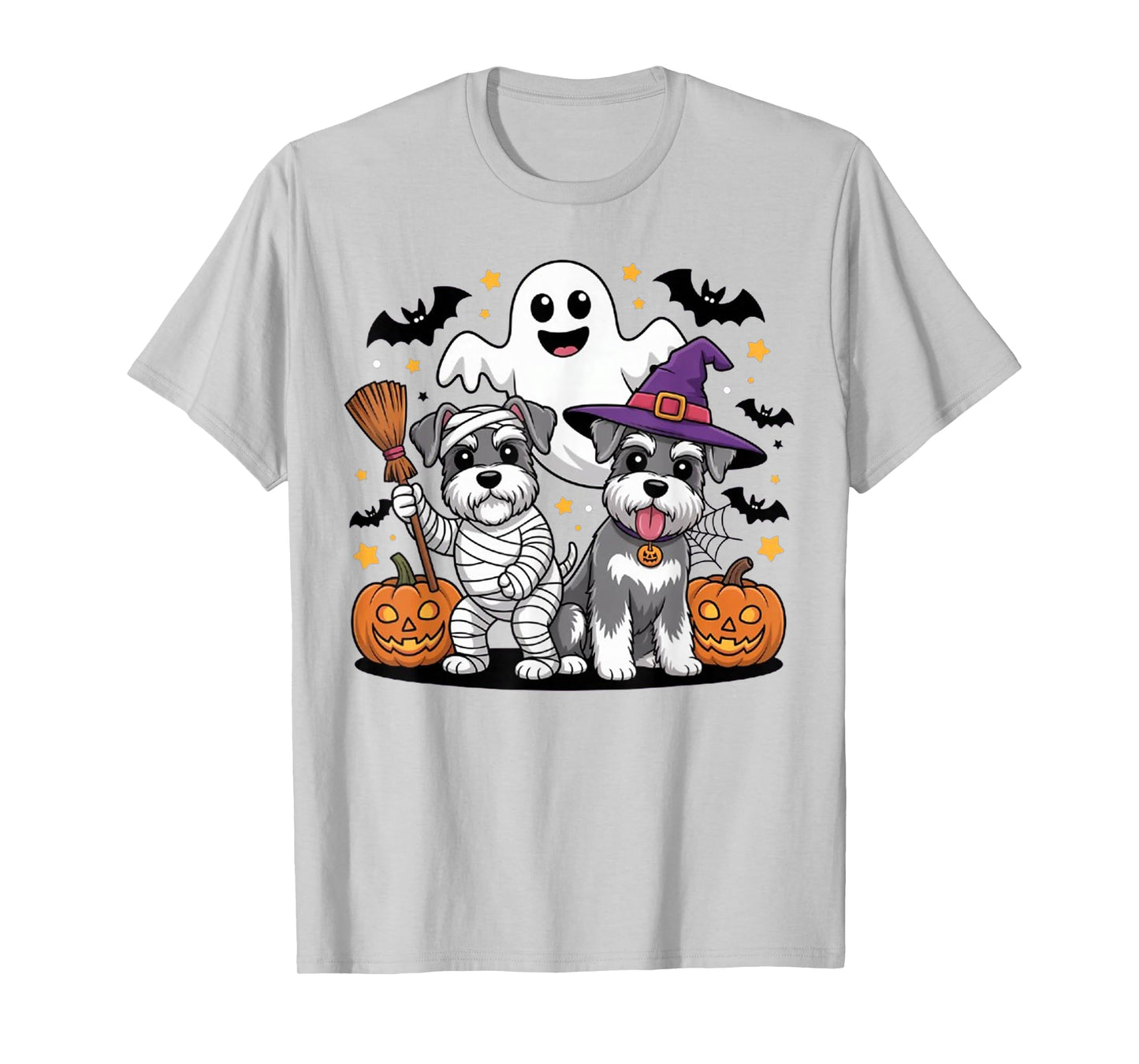 Funny Schnauzer Dog Lover Witch Mummy Ghost Halloween Party T-Shirt