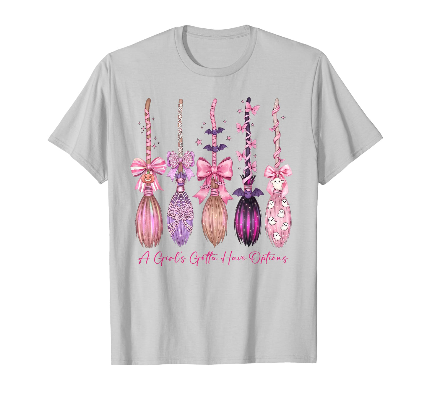 Cute Preppy Halloween A Girls Gotta Have Options Witch Broom T-Shirt