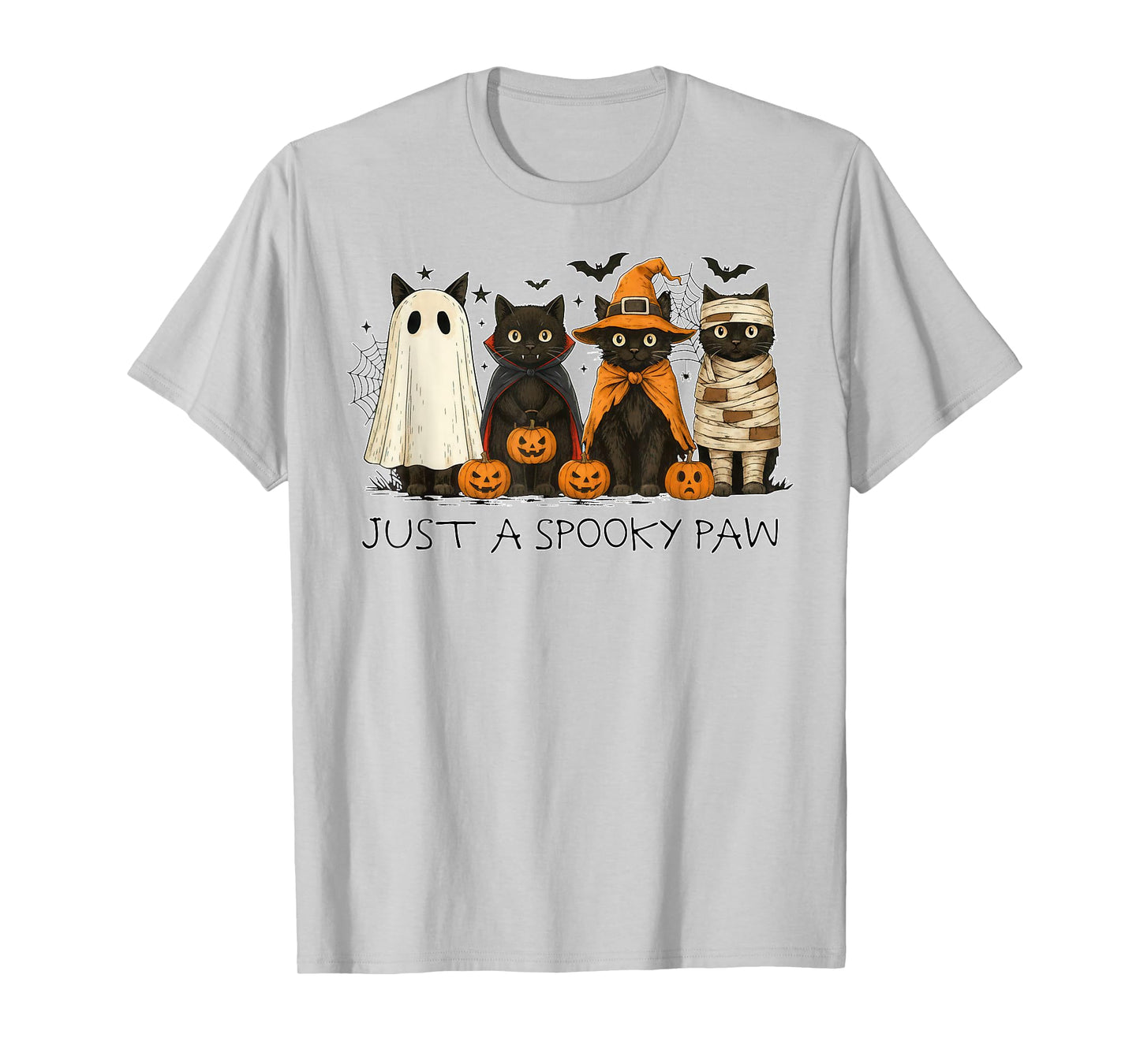 Just a Spooky Paw Halloween Cat Funny Cute Mummy Skeleton T-Shirt