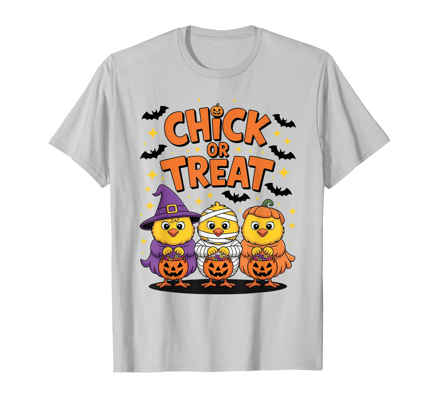 Chick Or Treat Cute Halloween Spooky Witch Pumpkin Graphic T-Shirt