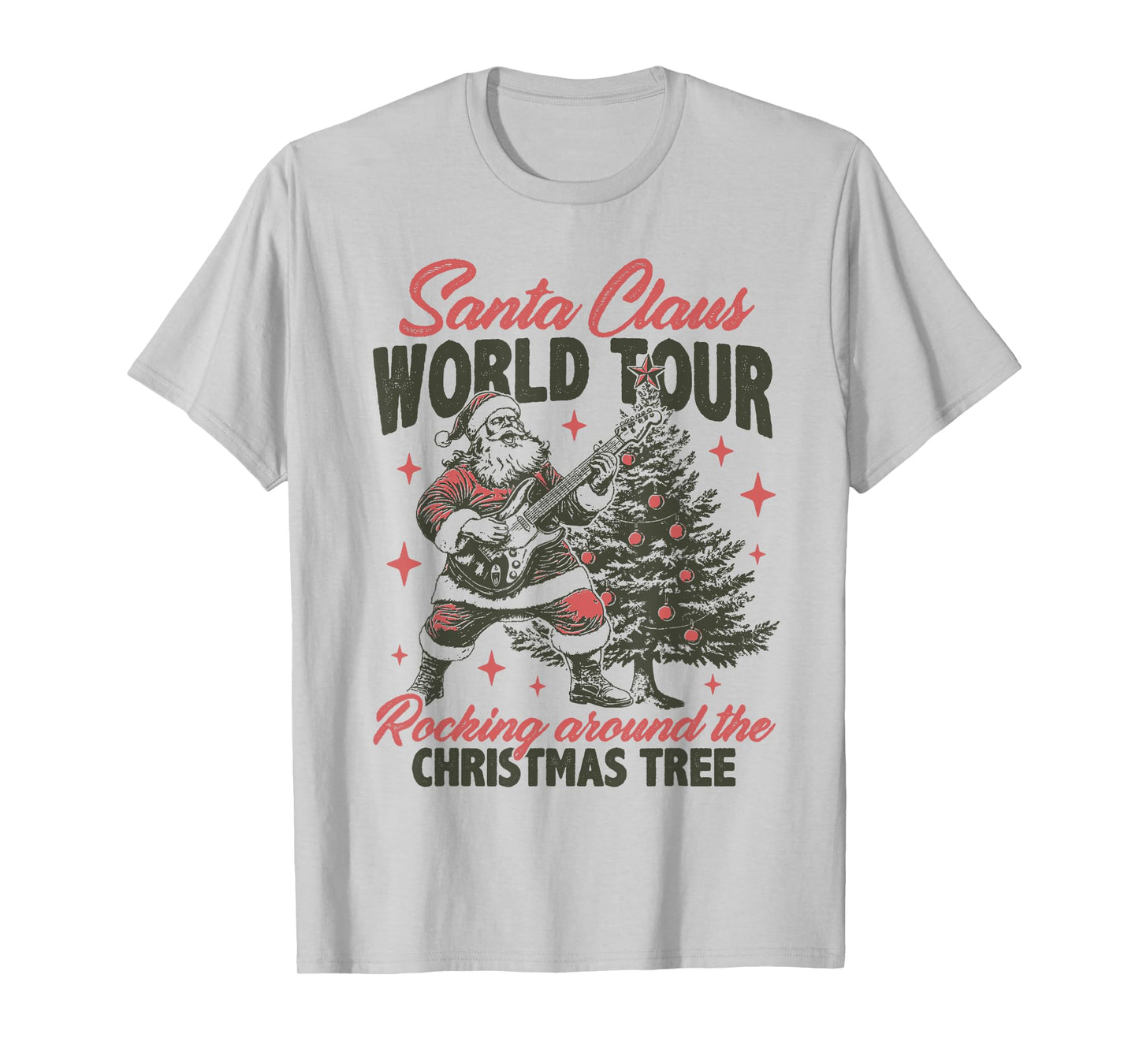 Santa Claus World Tour Rocking Around The Christmas Tree T-Shirt