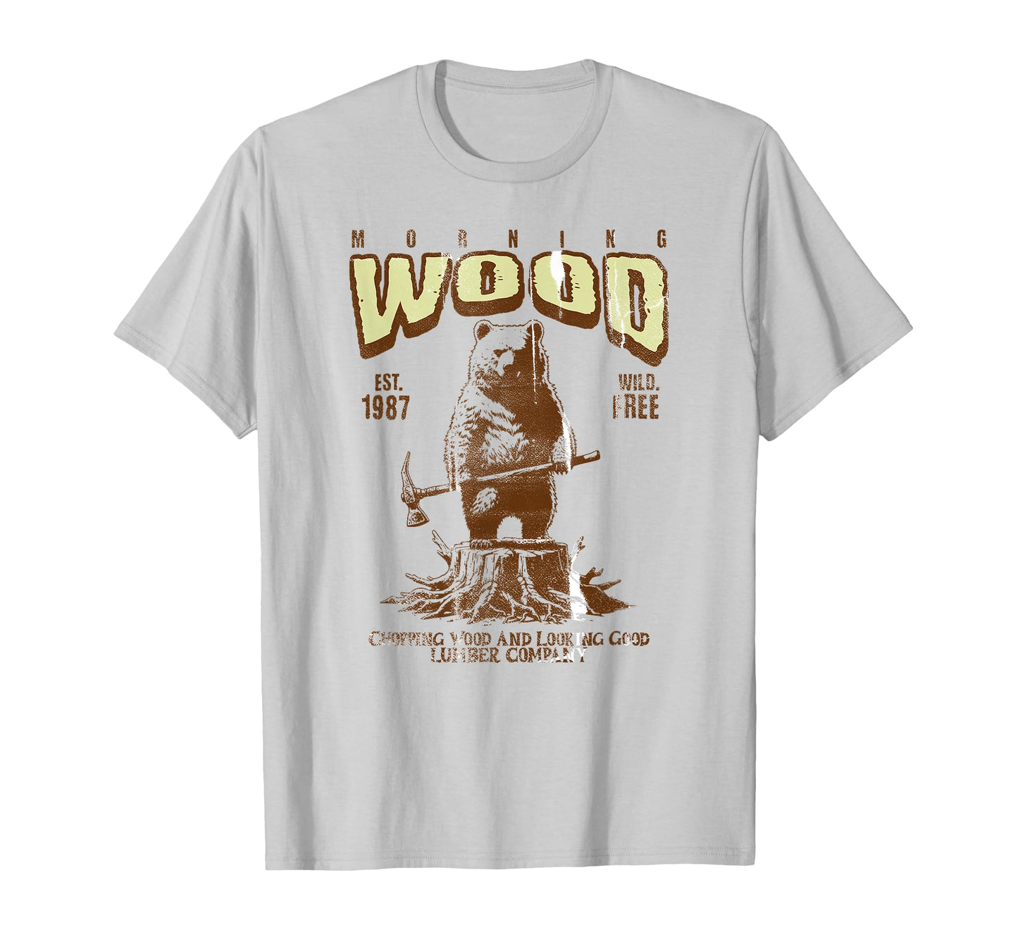 Funny Vintage Lumberjack Logo, Morning Wood Lumber T-Shirt
