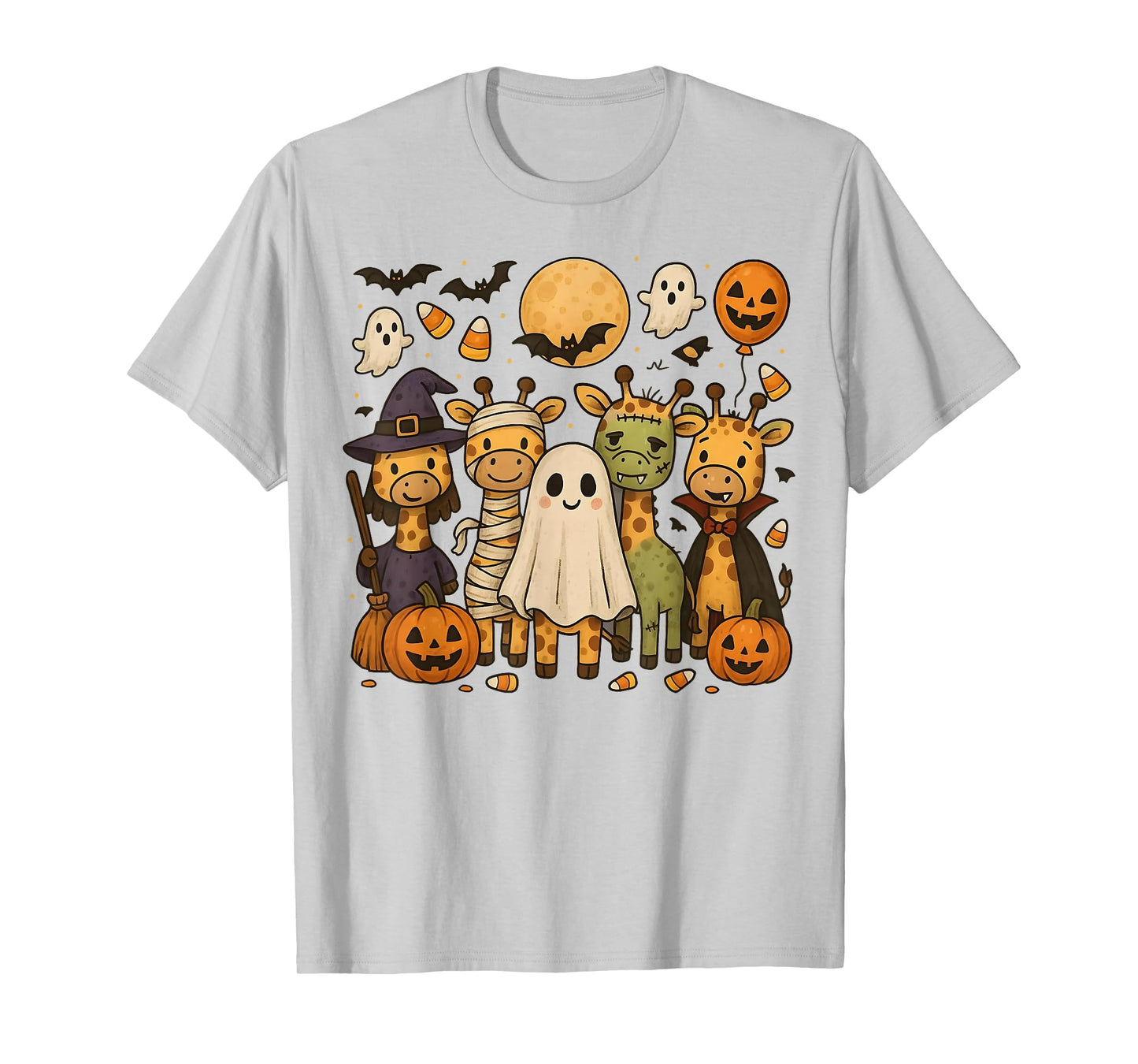 Giraffe Spooky Witch Boo Zombie Cute Halloween Boys Girls T-Shirt