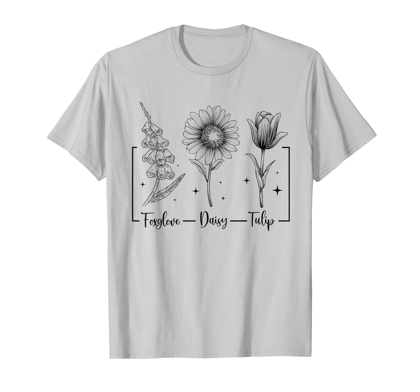Vintage Floral Plant Foxglove Daisy Tulip Flowers Mom Women T-Shirt