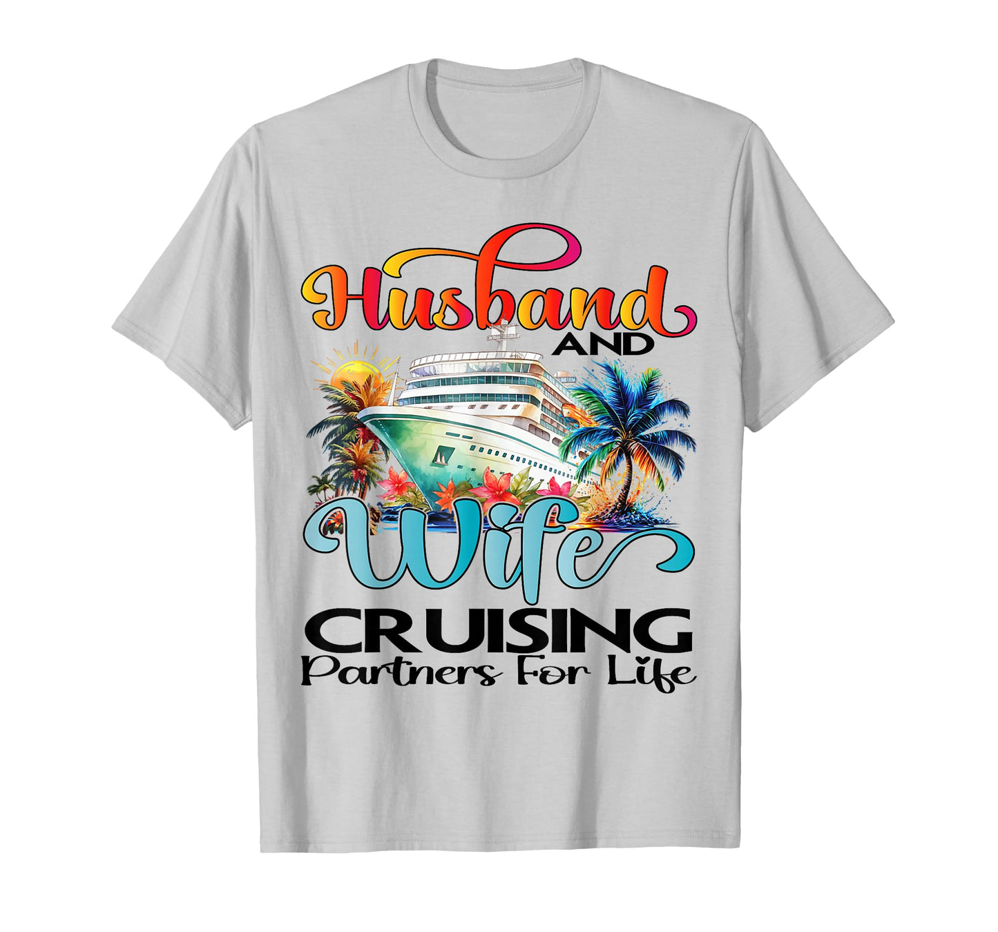Husband Wife Partner Cruise Together 2025 Matching Unisex-Adults T-Shirt White Small Short Sleeve Cotton 80% Polyester 20% Couples Matching T-Shirt