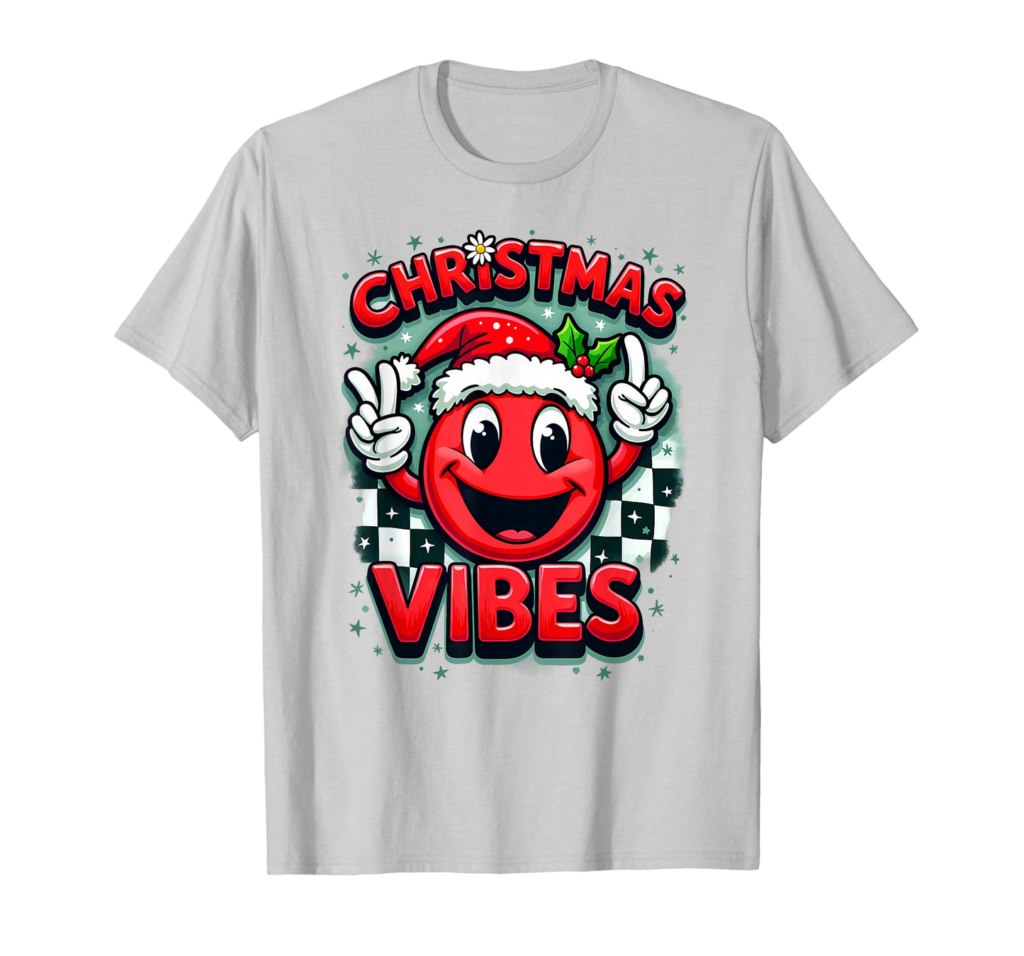 Santa Hat Smile Emoticon Christmas Vibes T-Shirt