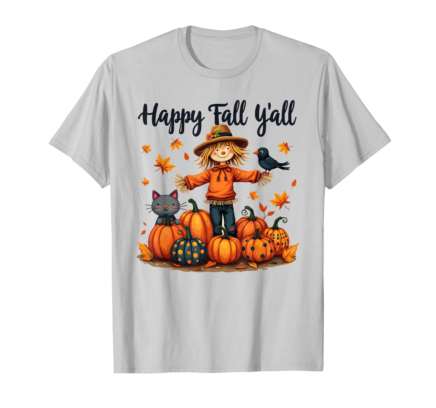 Scarecrow Happy Fall Y'all Thanksgiving Halloween Women Men T-Shirt