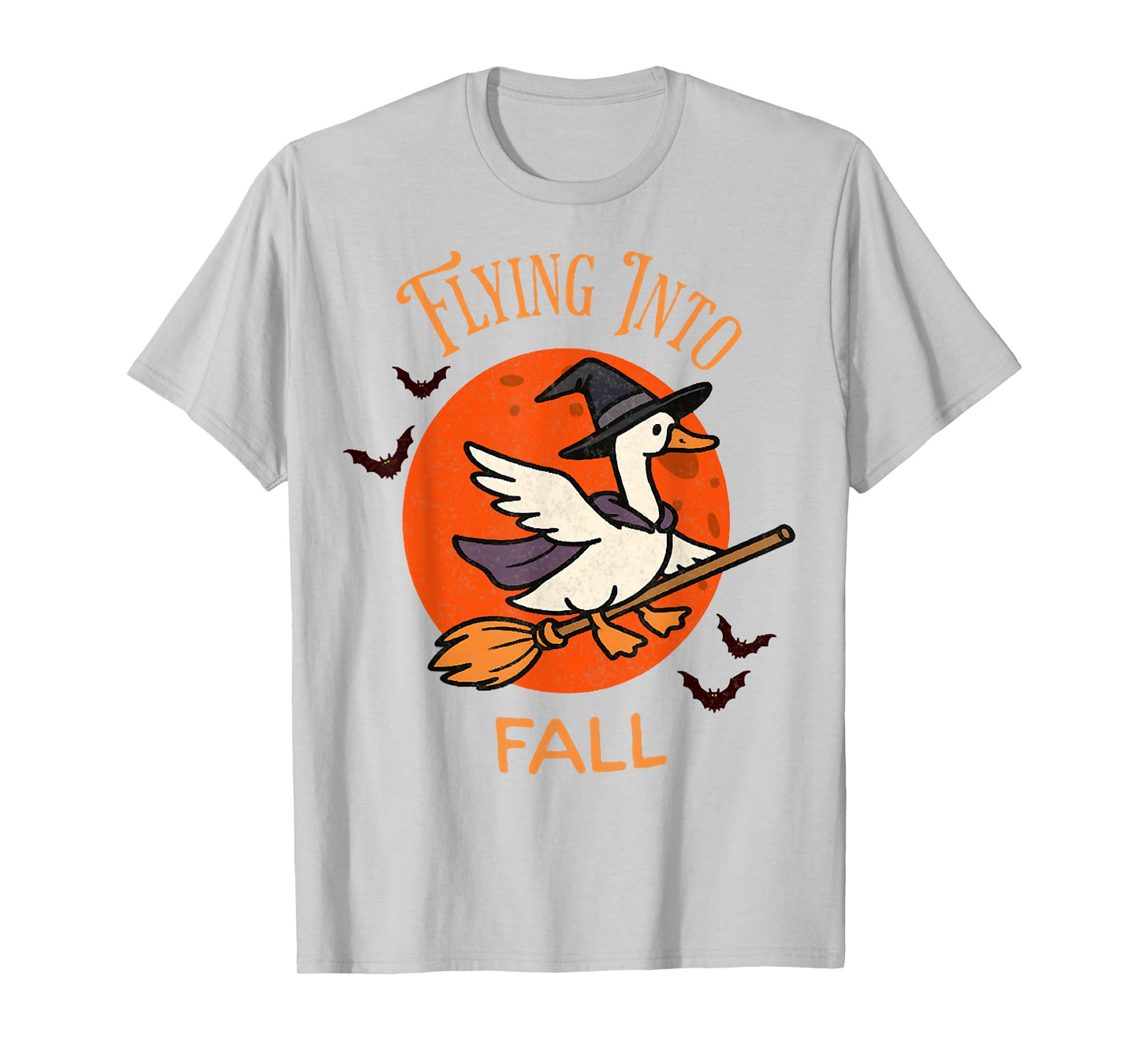 Flying Into Fall, Halloween Goose, Witch Broom Goose Costume T-Shirt
