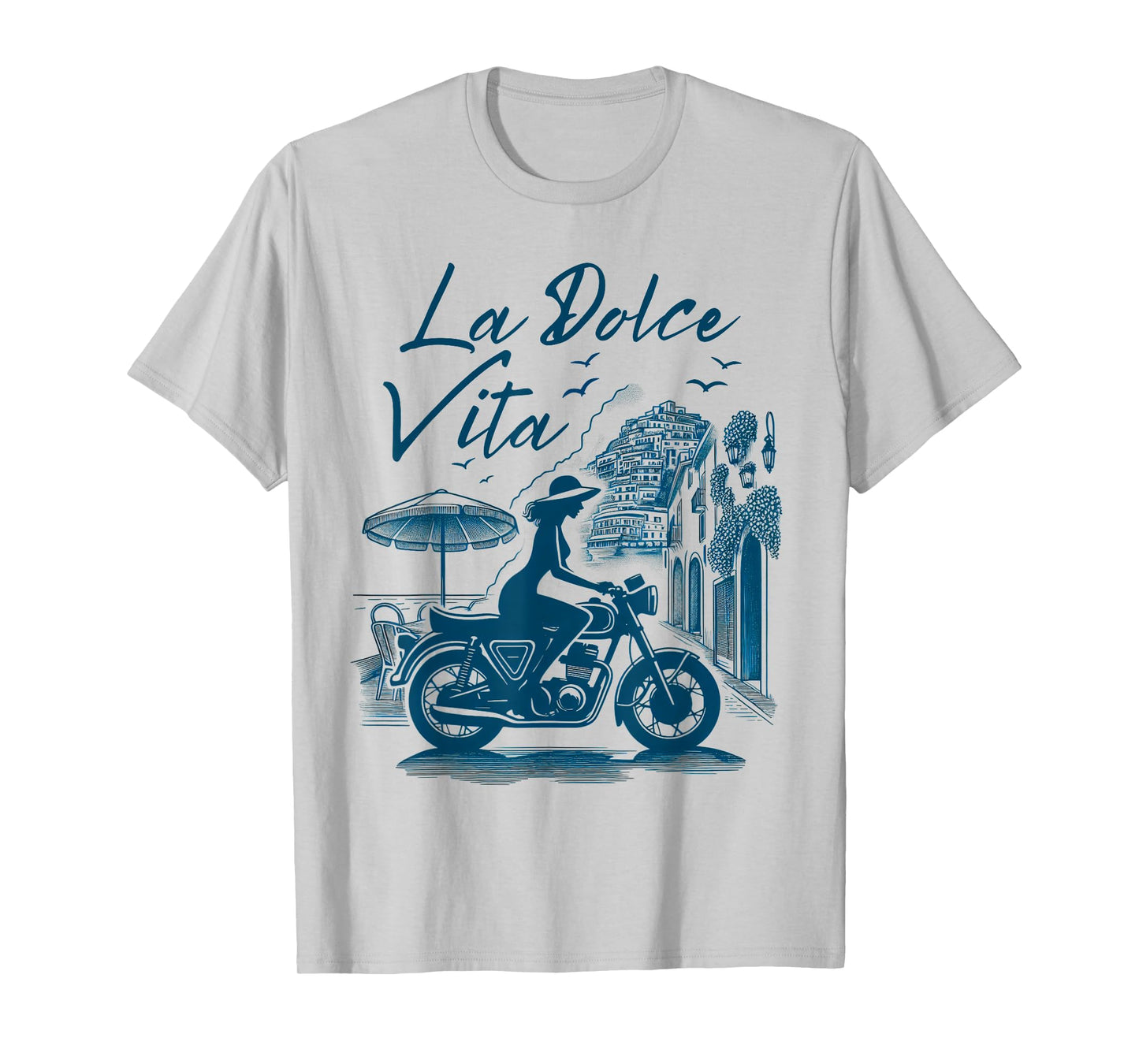 La Dolce Vita Positano Italian Coast Retro Motorcycle Woman T-Shirt