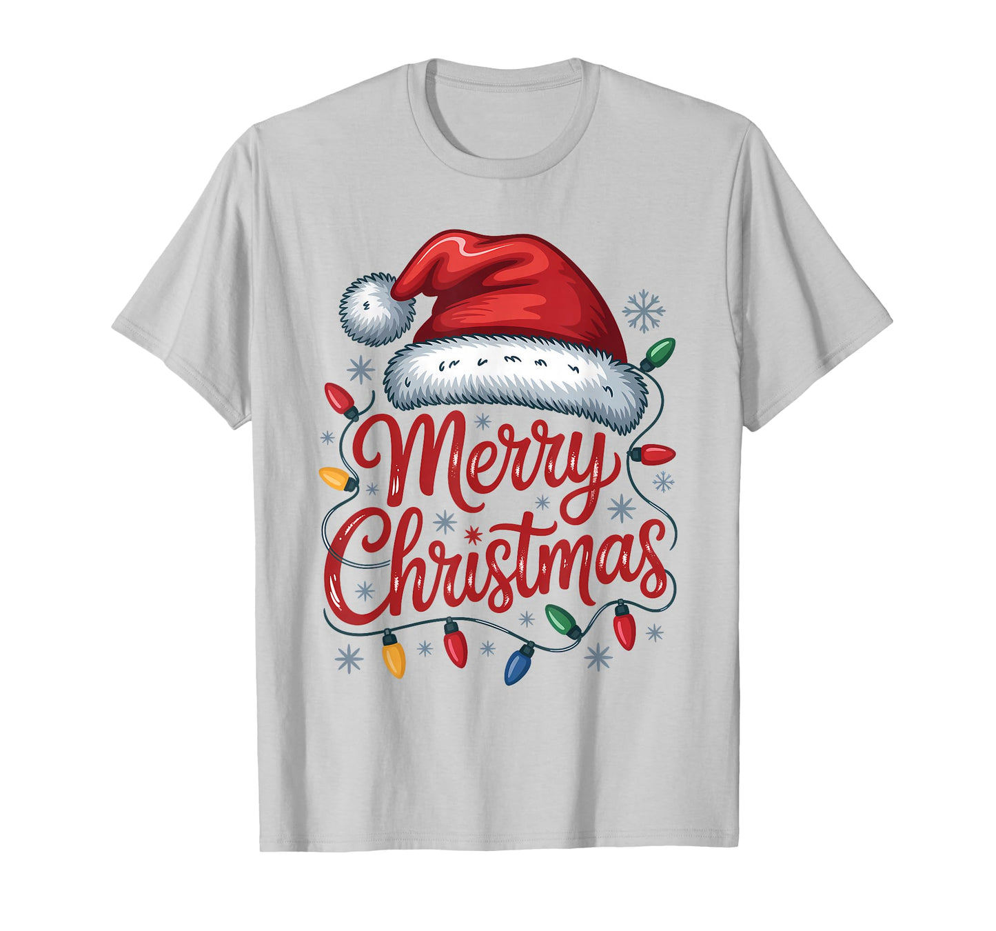 Merry Christmas Santa Hat Lights Red Xmas Family Men Women T-Shirt
