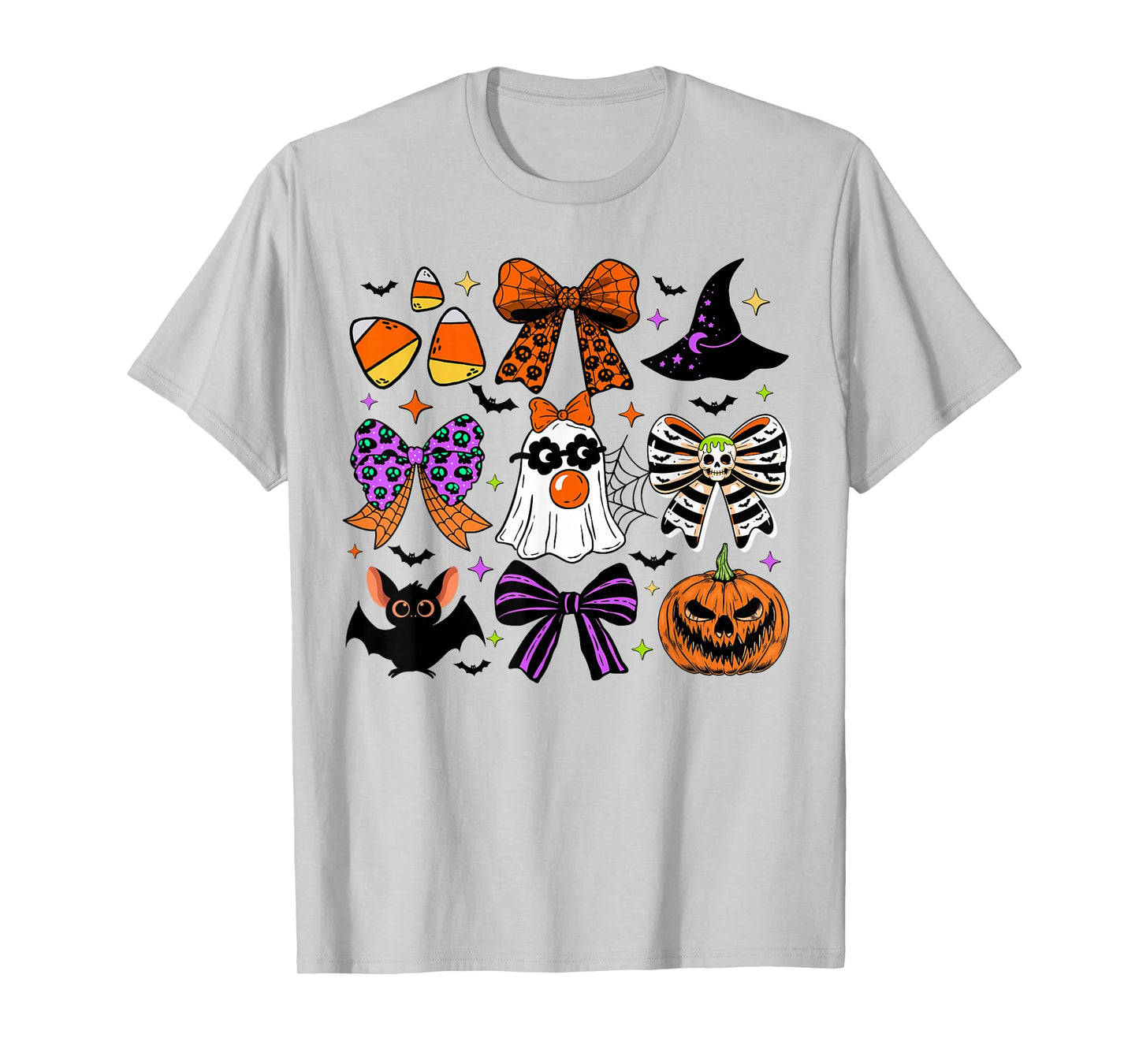 Funny Ghost Halloween Coquette Bow Witch Hat for Women Girls T-Shirt