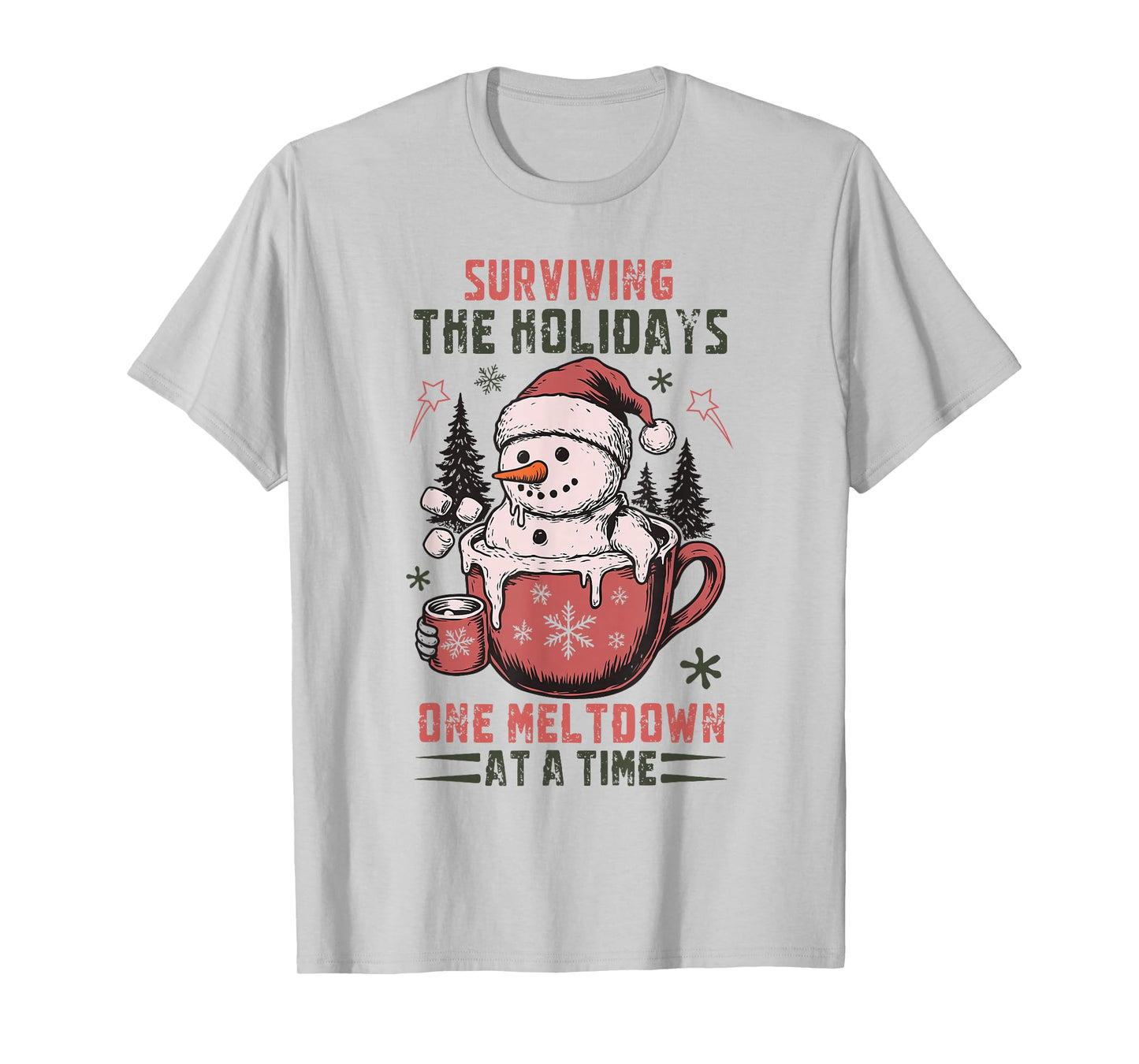 Funny Christmas Mental Health Sarcastic Men Women Kids Xmas T-Shirt