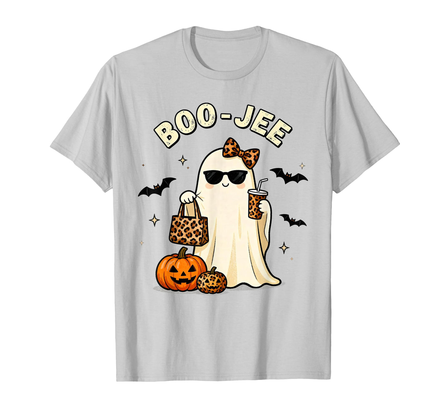 Coquette Leopard Ghost Coffee Boo-JEE Halloween Boujee Ghost T-Shirt