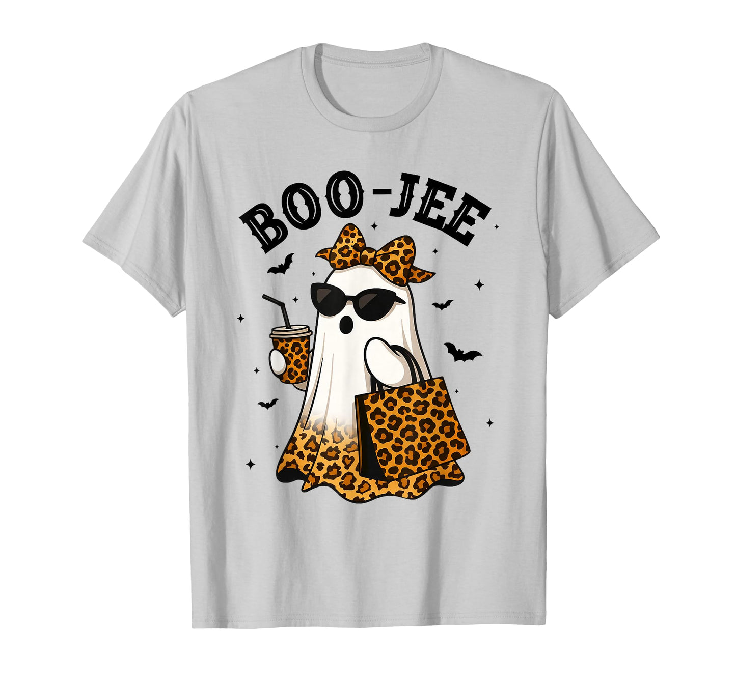 Coquette Leopard Ghost Coffee Boo-JEE Halloween Boujee Ghost T-Shirt