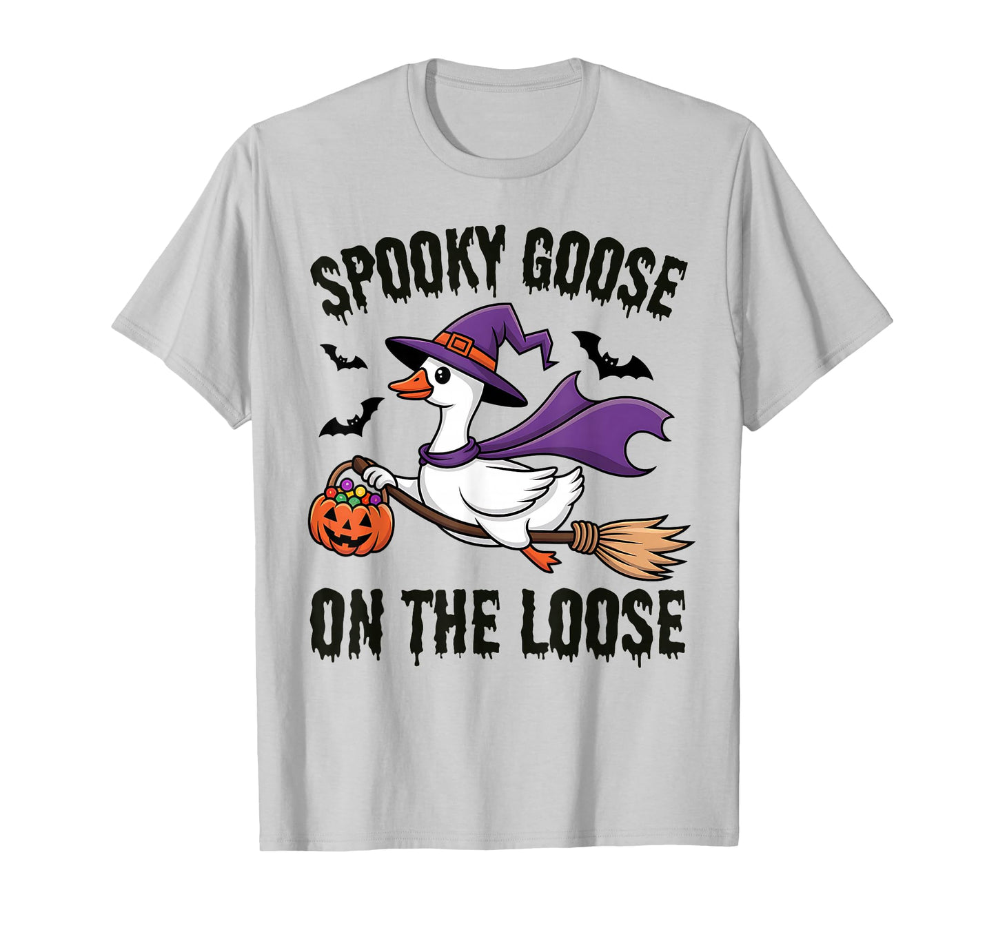 Spooky Goose On The Loose Goose Witch Animal Halloween T-Shirt