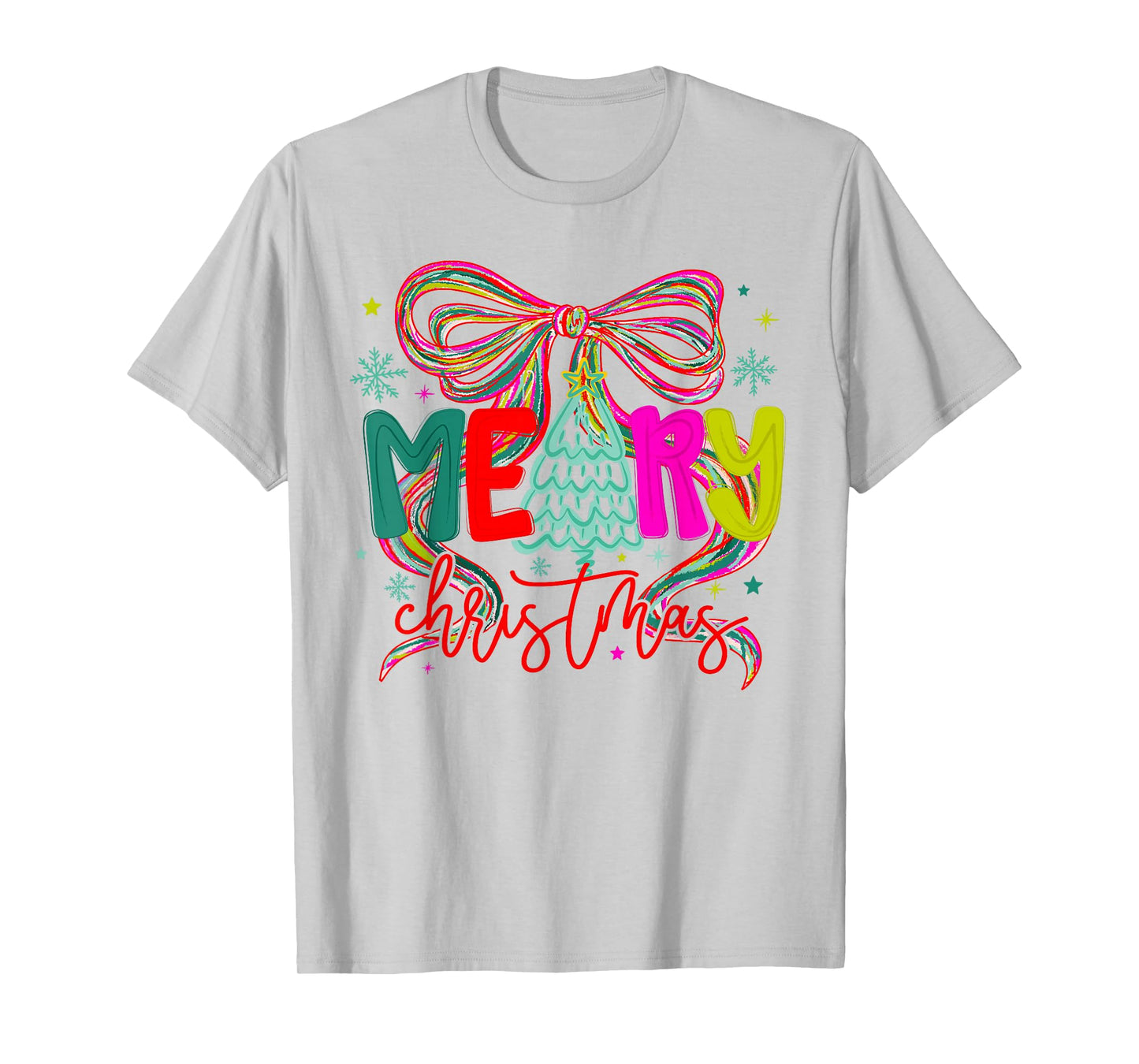 Coquette Bow Merry Christmas Preppy Xmas Pajamas Women Kids T-Shirt